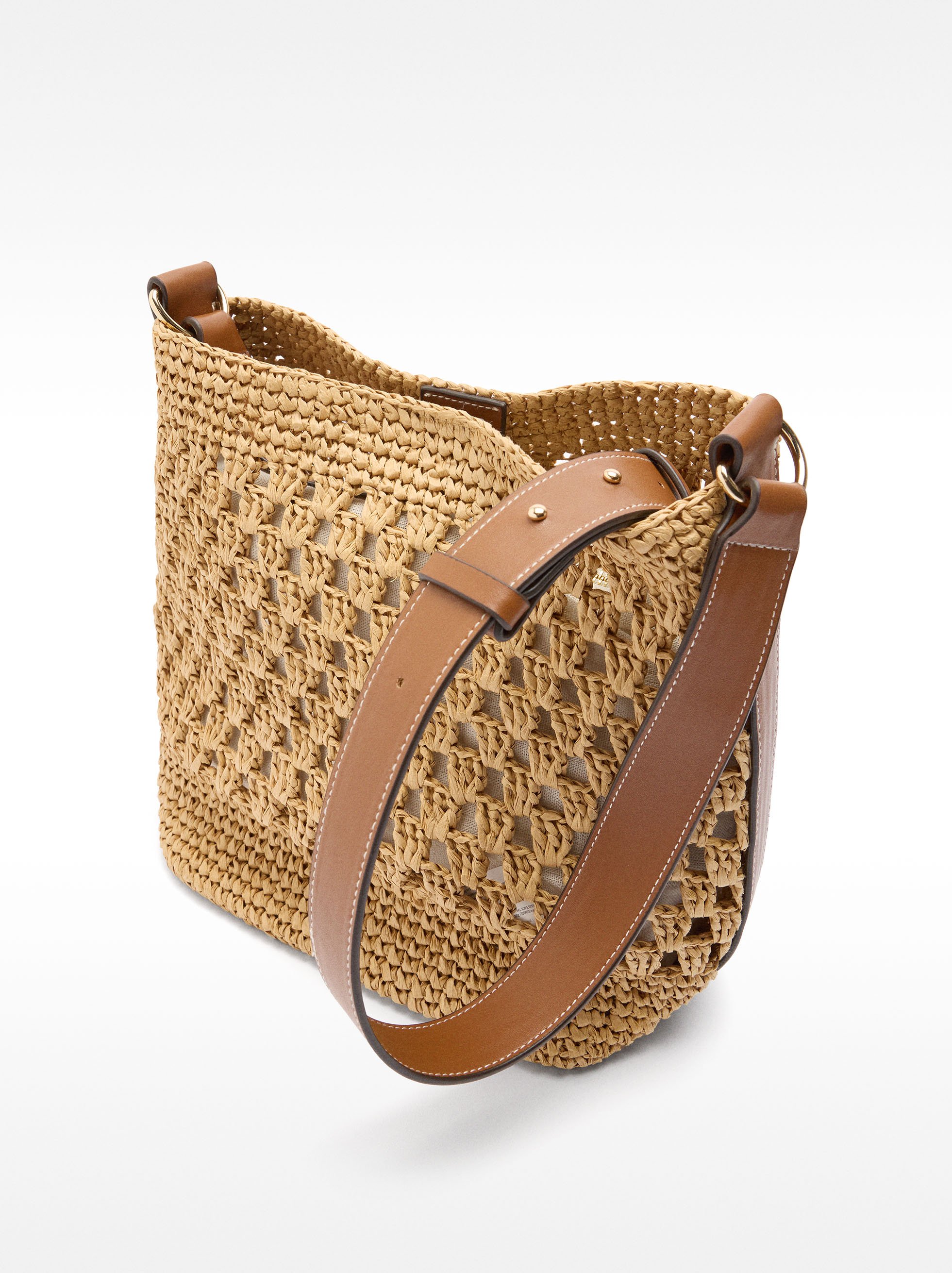 Straw-effect shoulder bag  image number 2.0