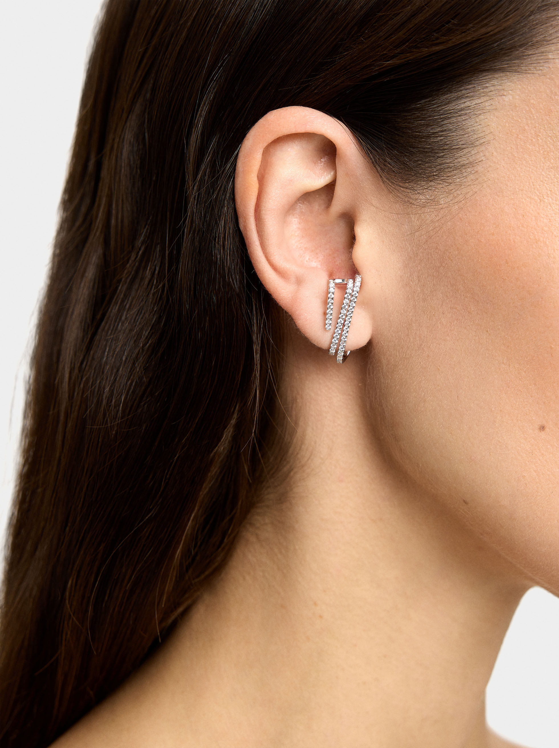 Triple effect earrings with cubic zirconia - 925 sterling silver image number 1.0