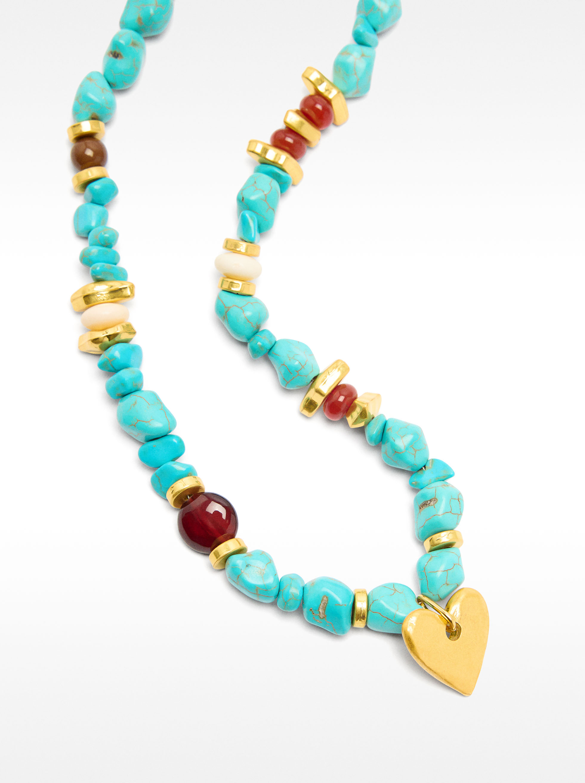 Short necklace with heart pendant stones image number 2.0