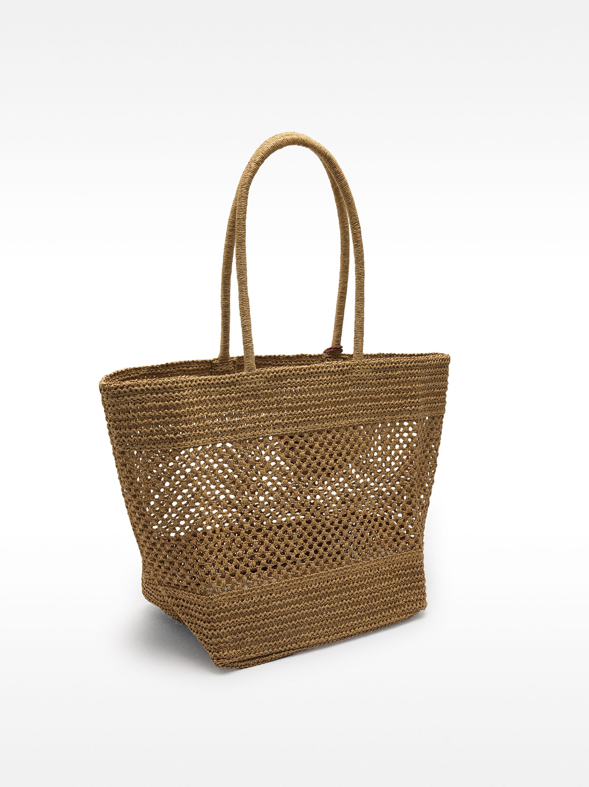 Straw-effect shopper bag with pendant image number 2.0