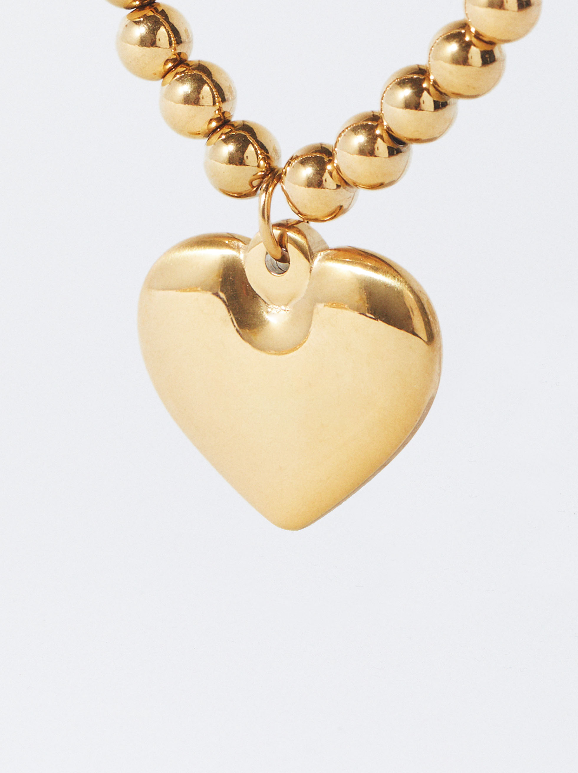 Personalisable Golden Steel Heart Necklace image number 2.0