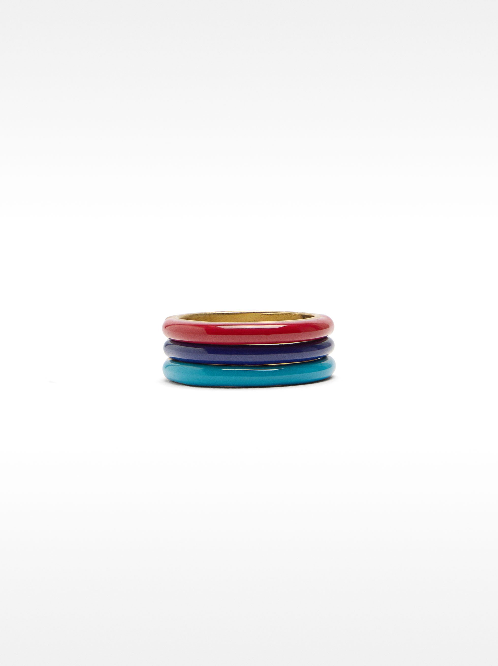Enamelled ring set, Multicolor, hi-res