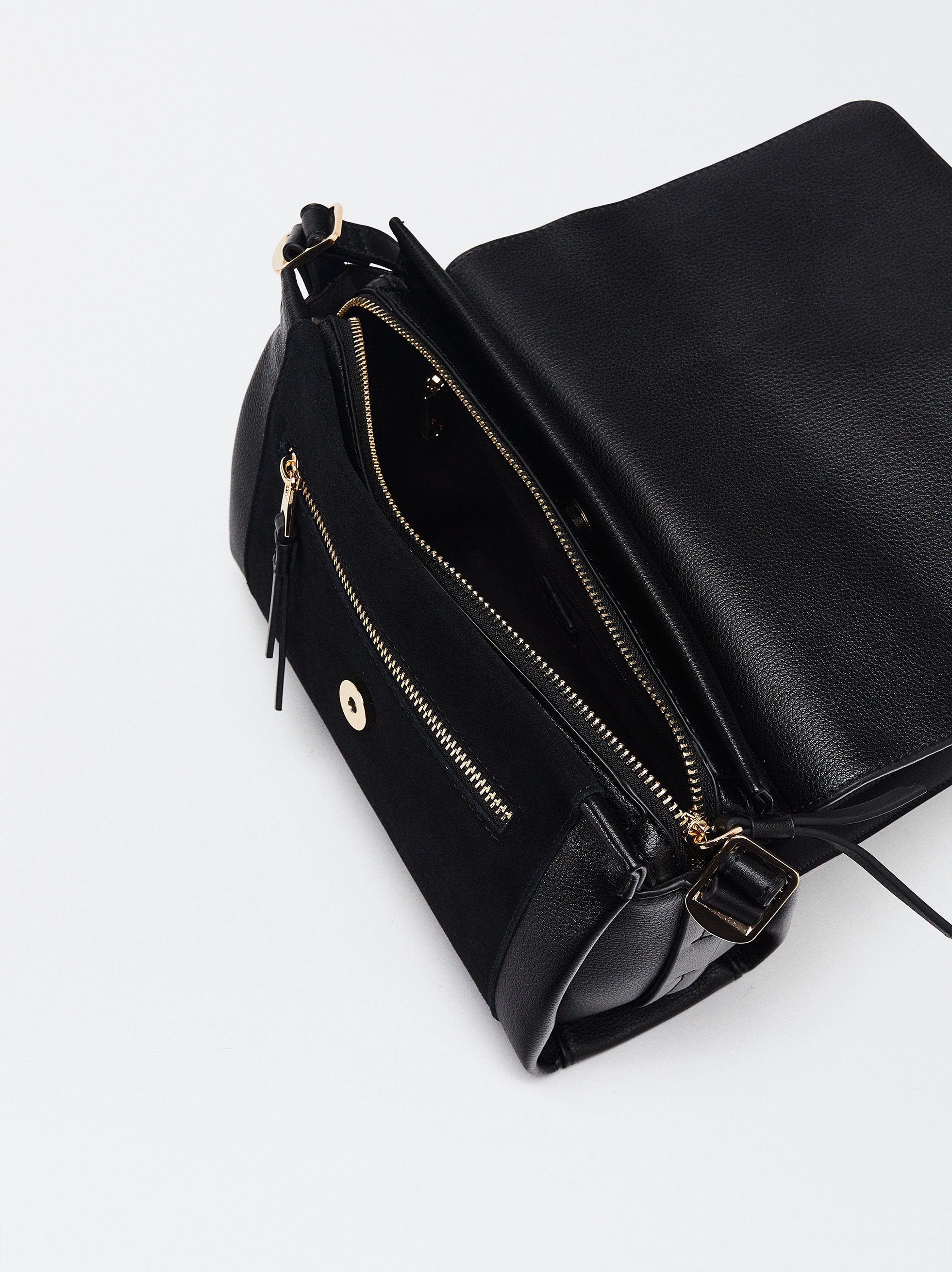Black suede crossbody sale