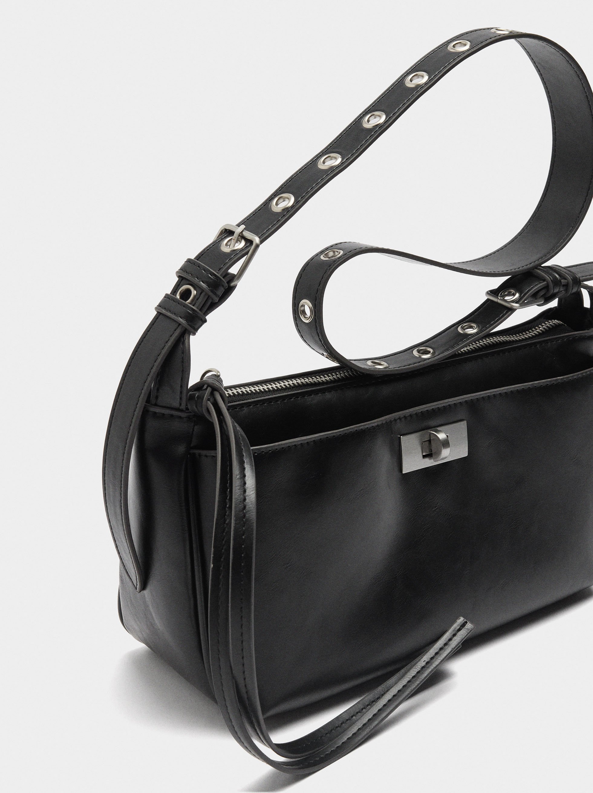 Shoulder bag with studded strap M image number 2.0