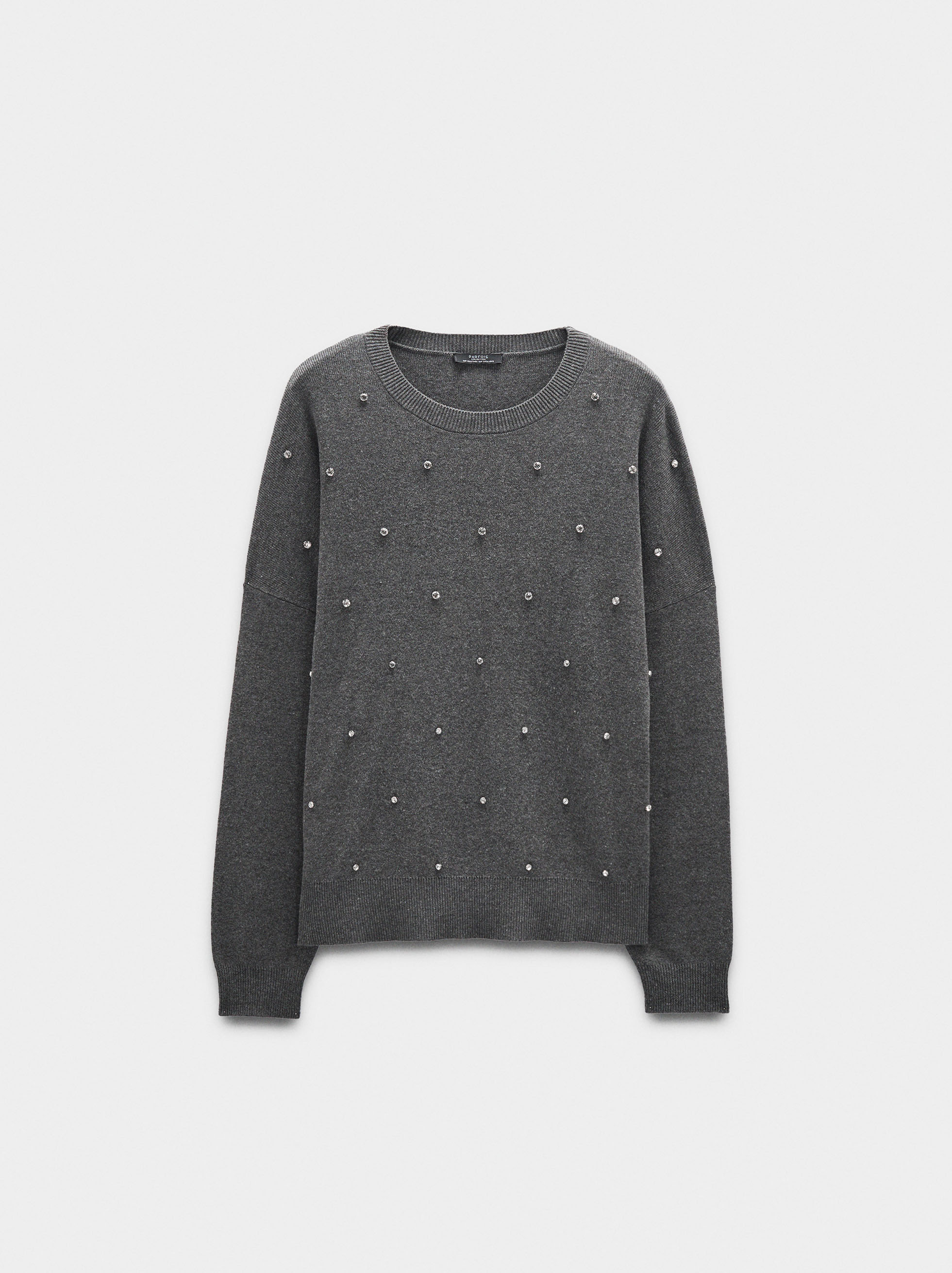 Knit sweater with crystals image number 4.0