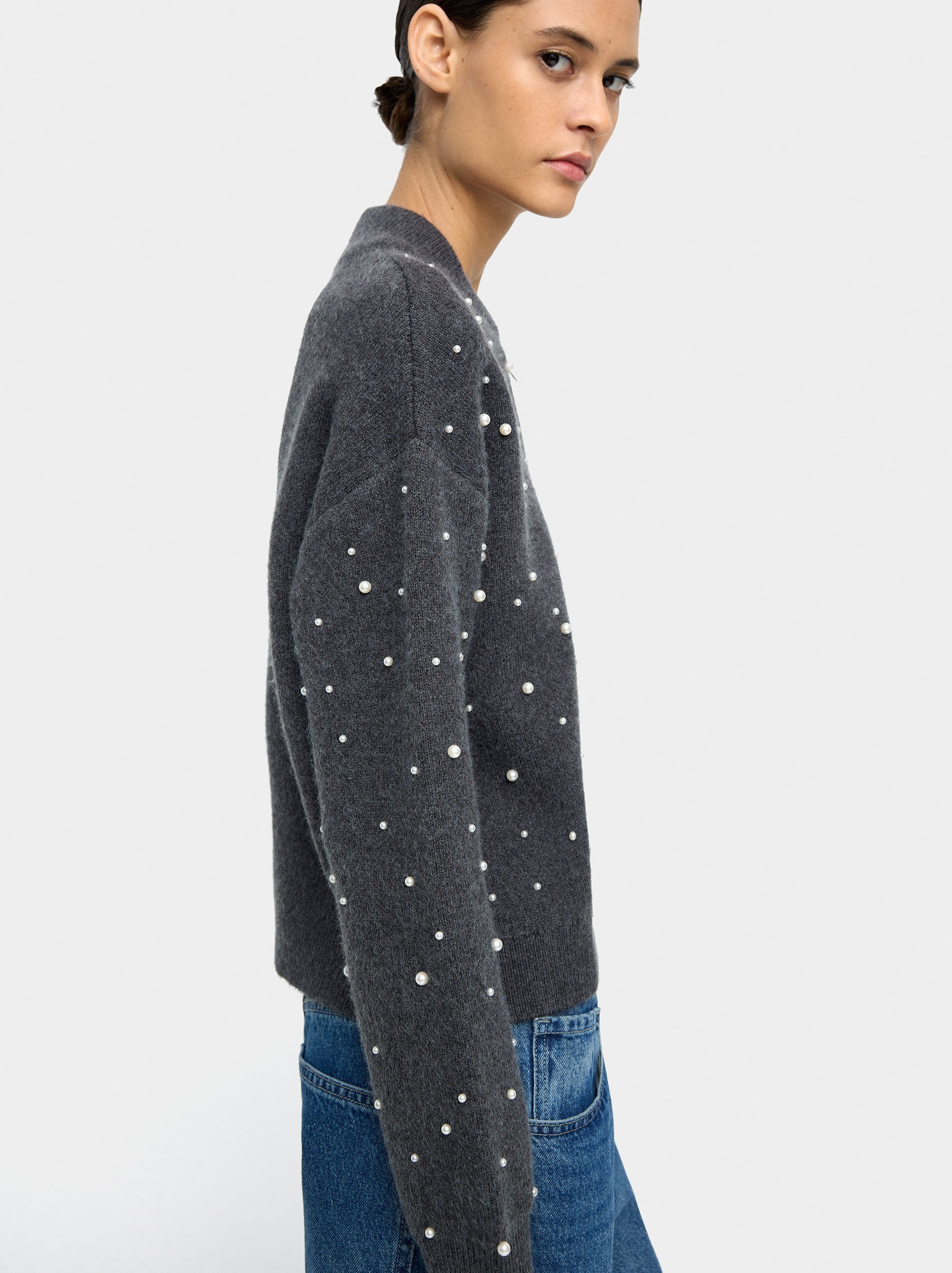 Strickjacke aus Strick mit Perlen image number 2.0