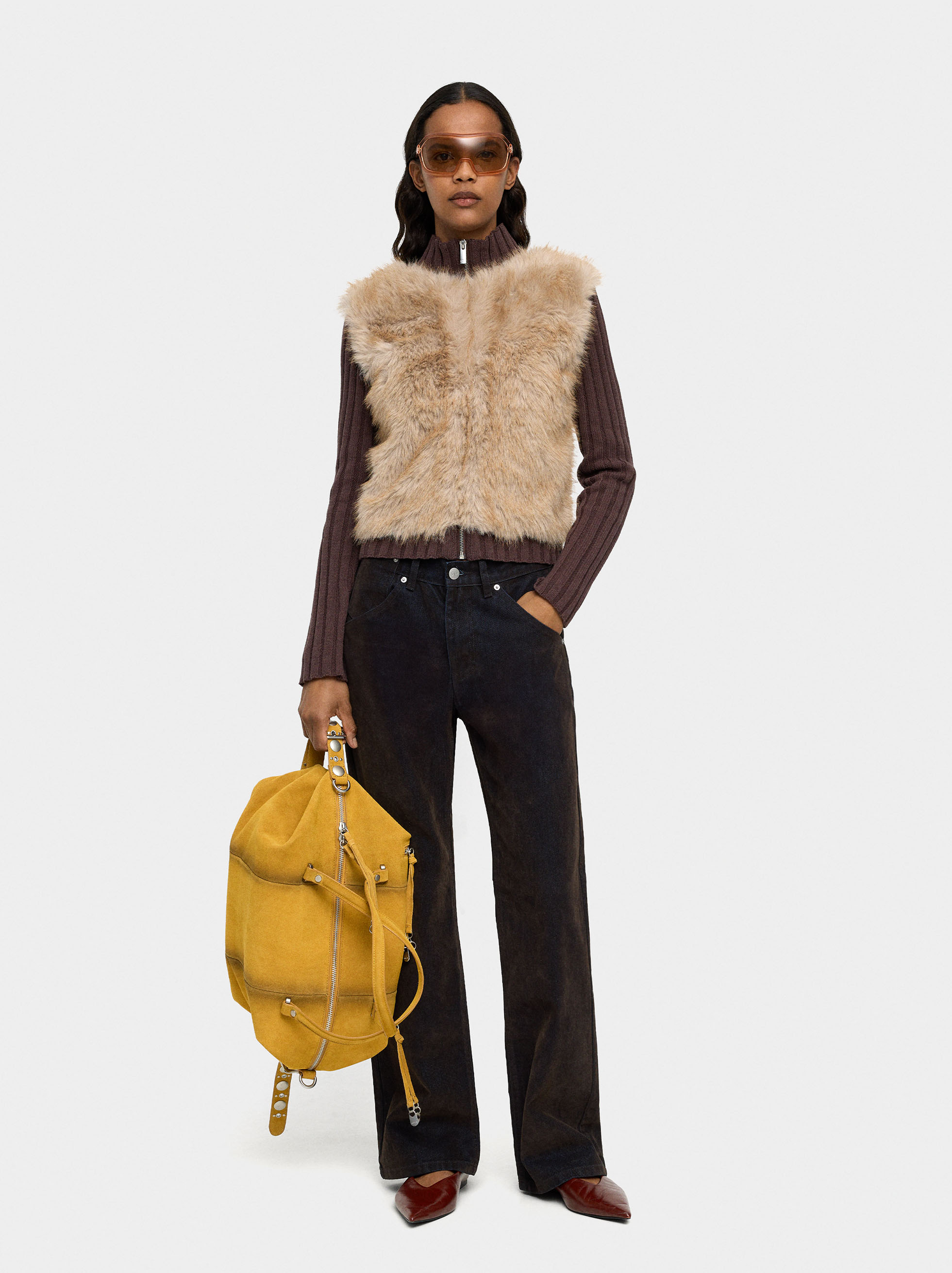Knit effect fur cardigan image number 0.0
