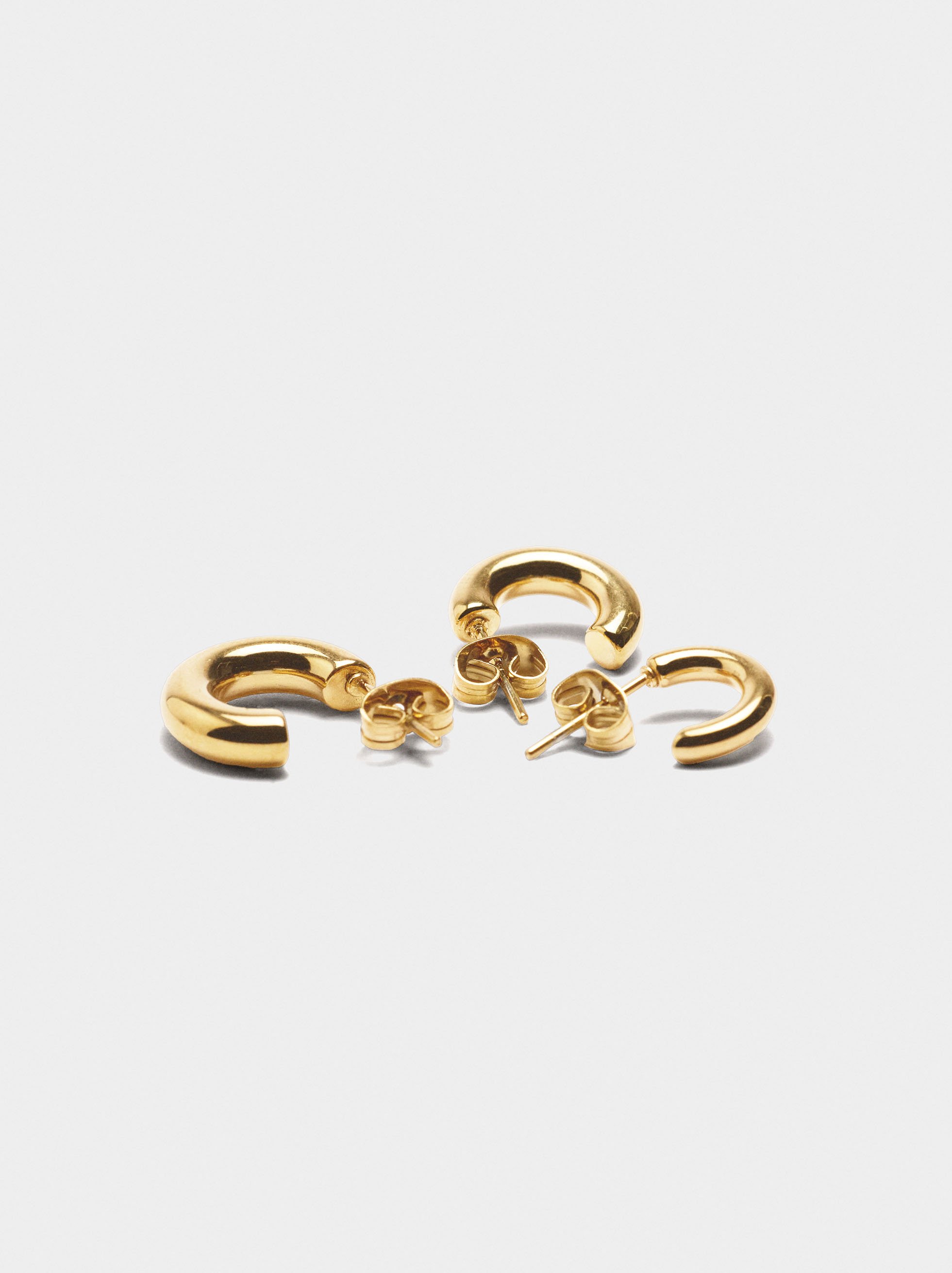 Set of tubular hoop earrings - stainless steel image number 2.0
