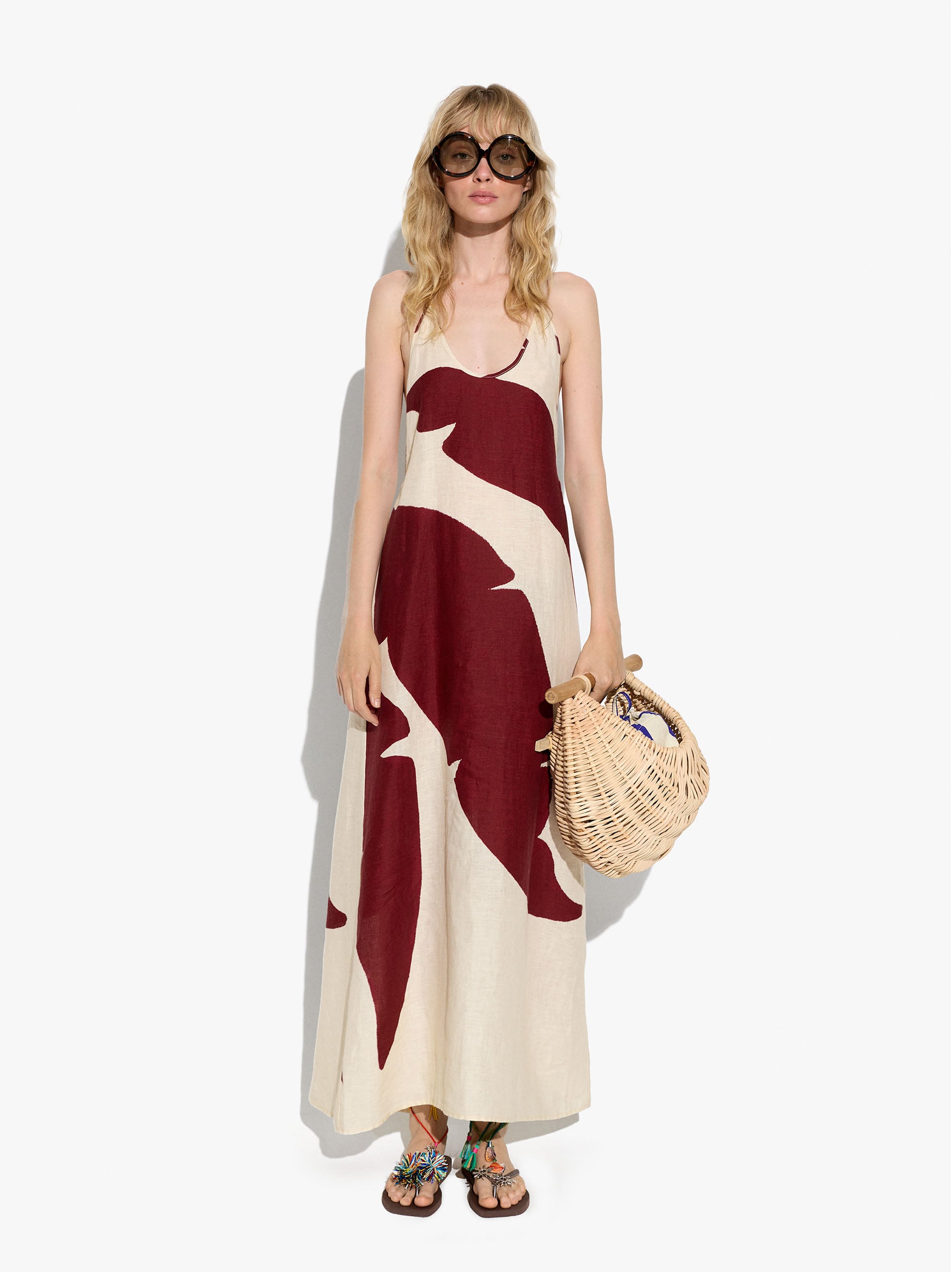 Robe halter imprim&eacute; 100% lin image number 2.0