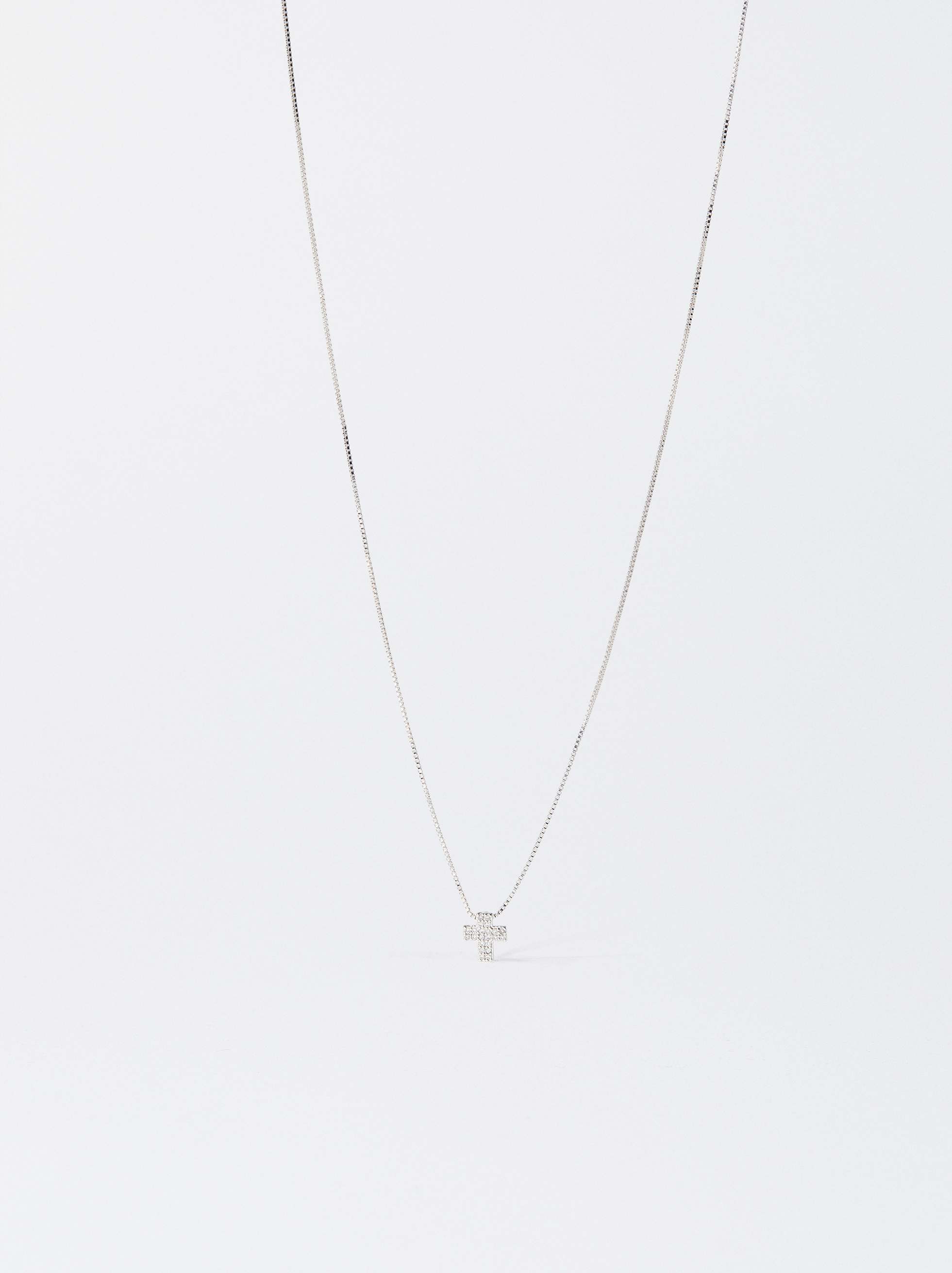 Silver Necklace With Cross And Zirconias image number 0.0