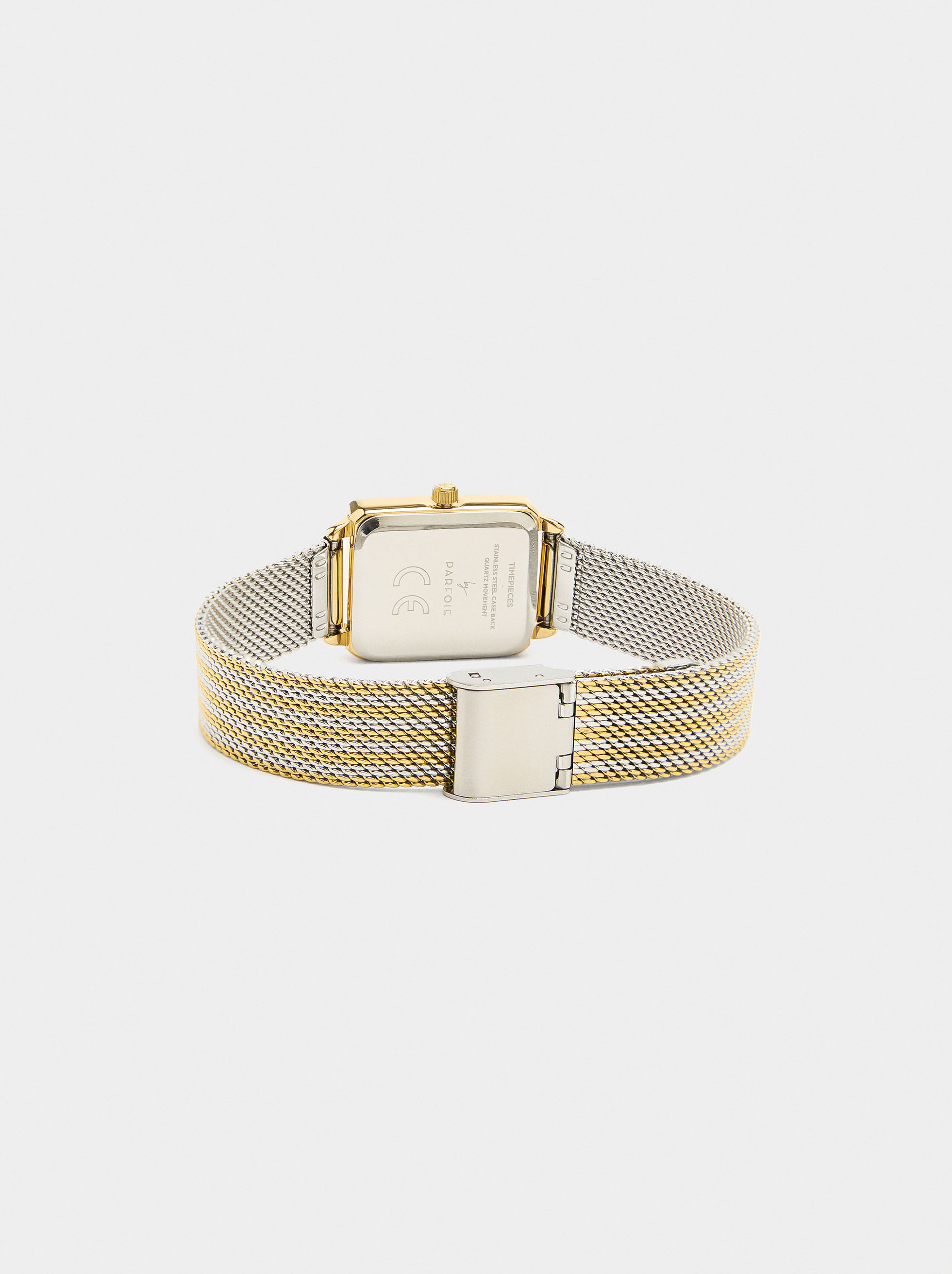 Watch with bicolor steel mesh strap image number 2.0