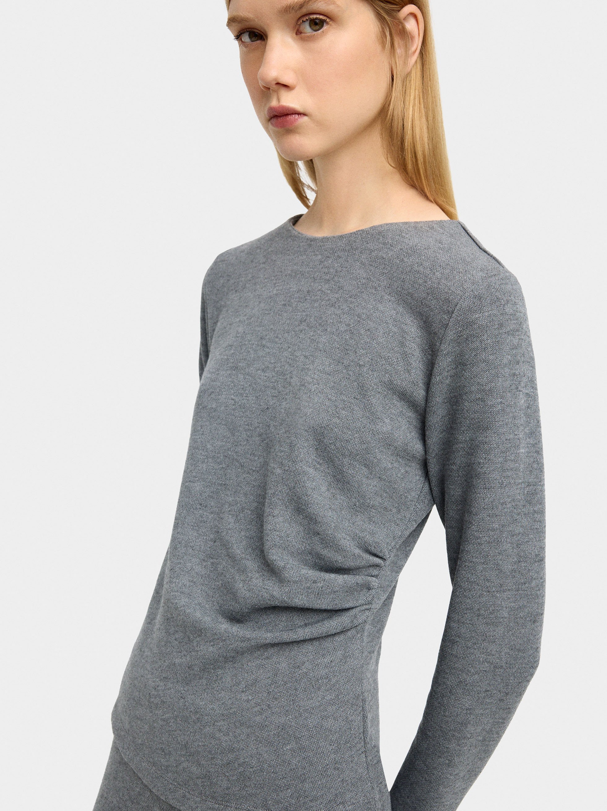 T-shirt with draped detail image number 3.0