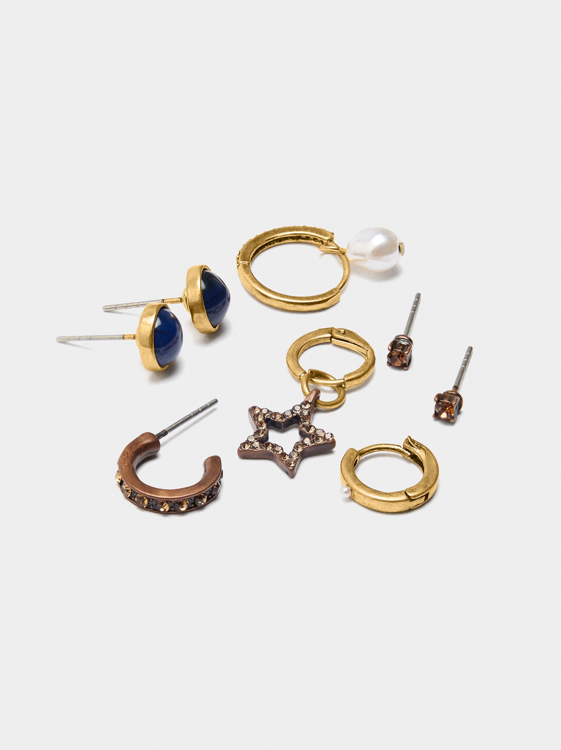 Set of earrings with star and pearl image number 2.0