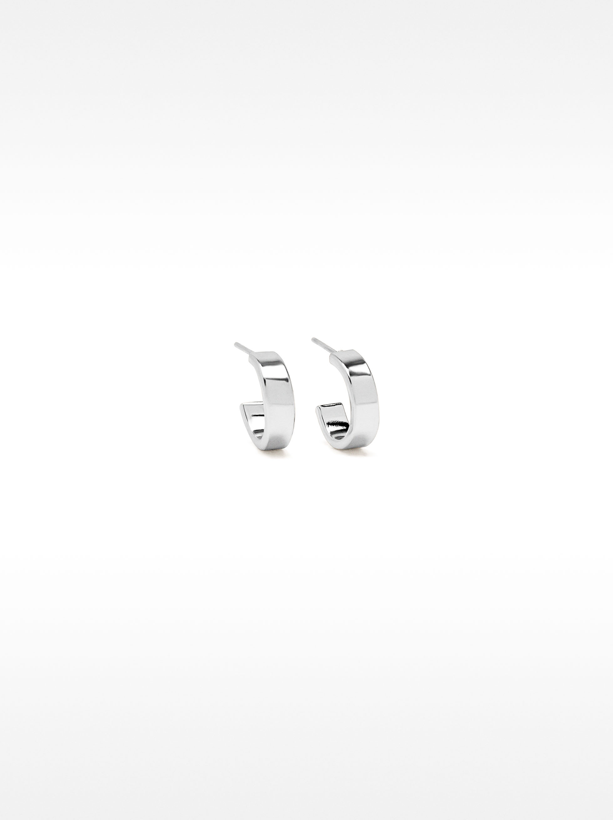 Basic small hoop earrings, Silver, hi-res