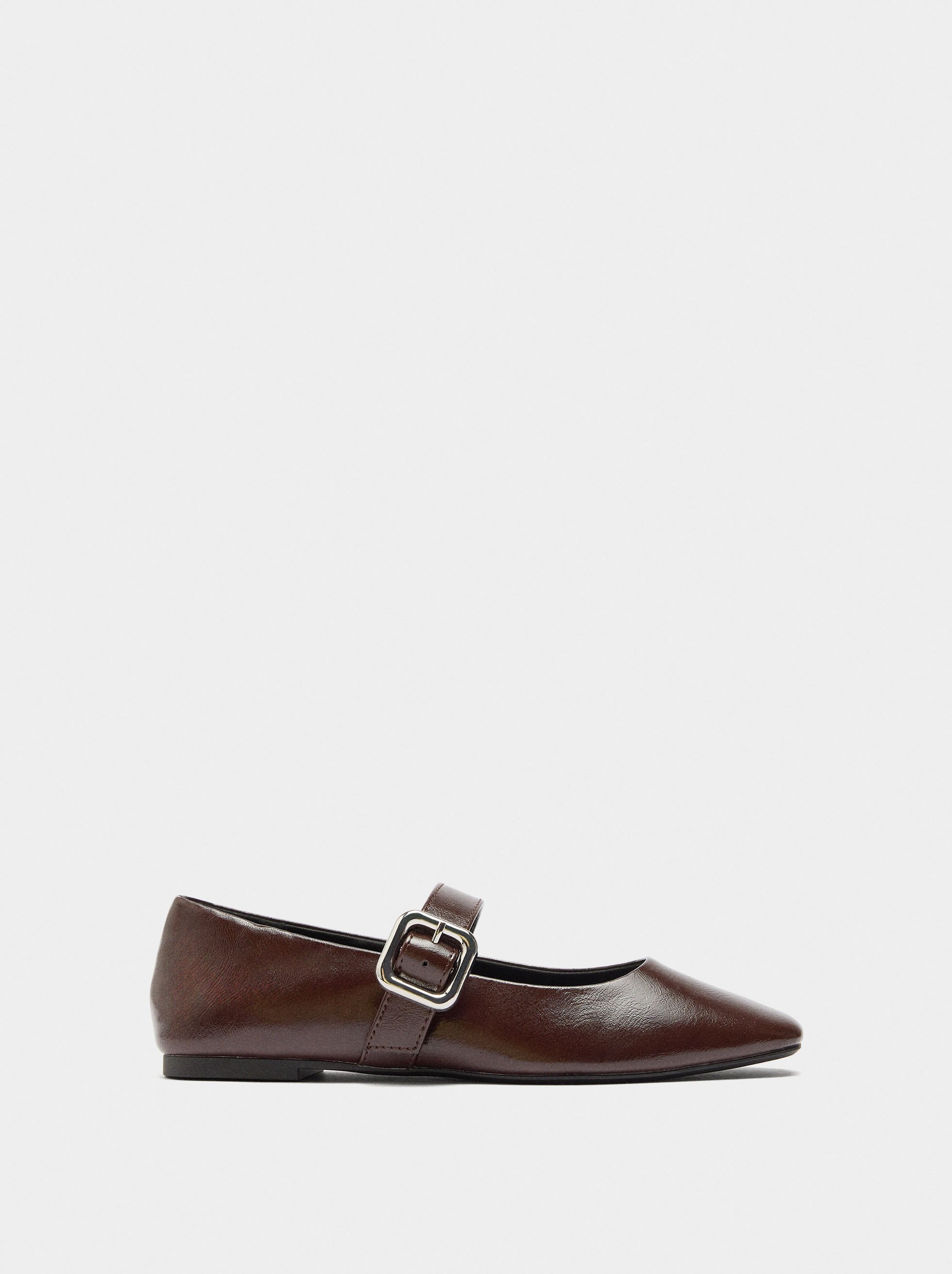 Ballet flats with strap and square buckle image number 2.0