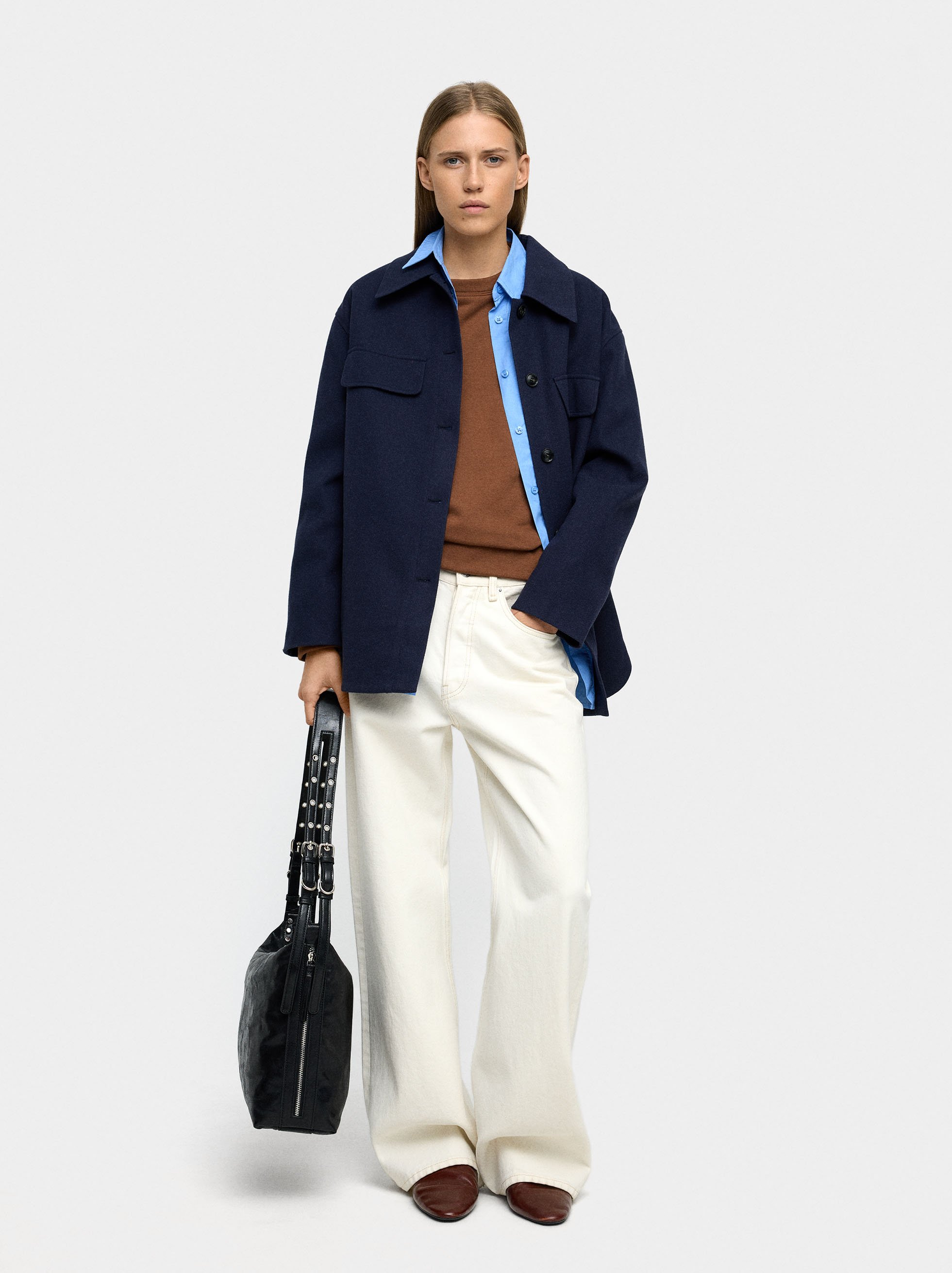 Overshirt with lapels image number 0.0