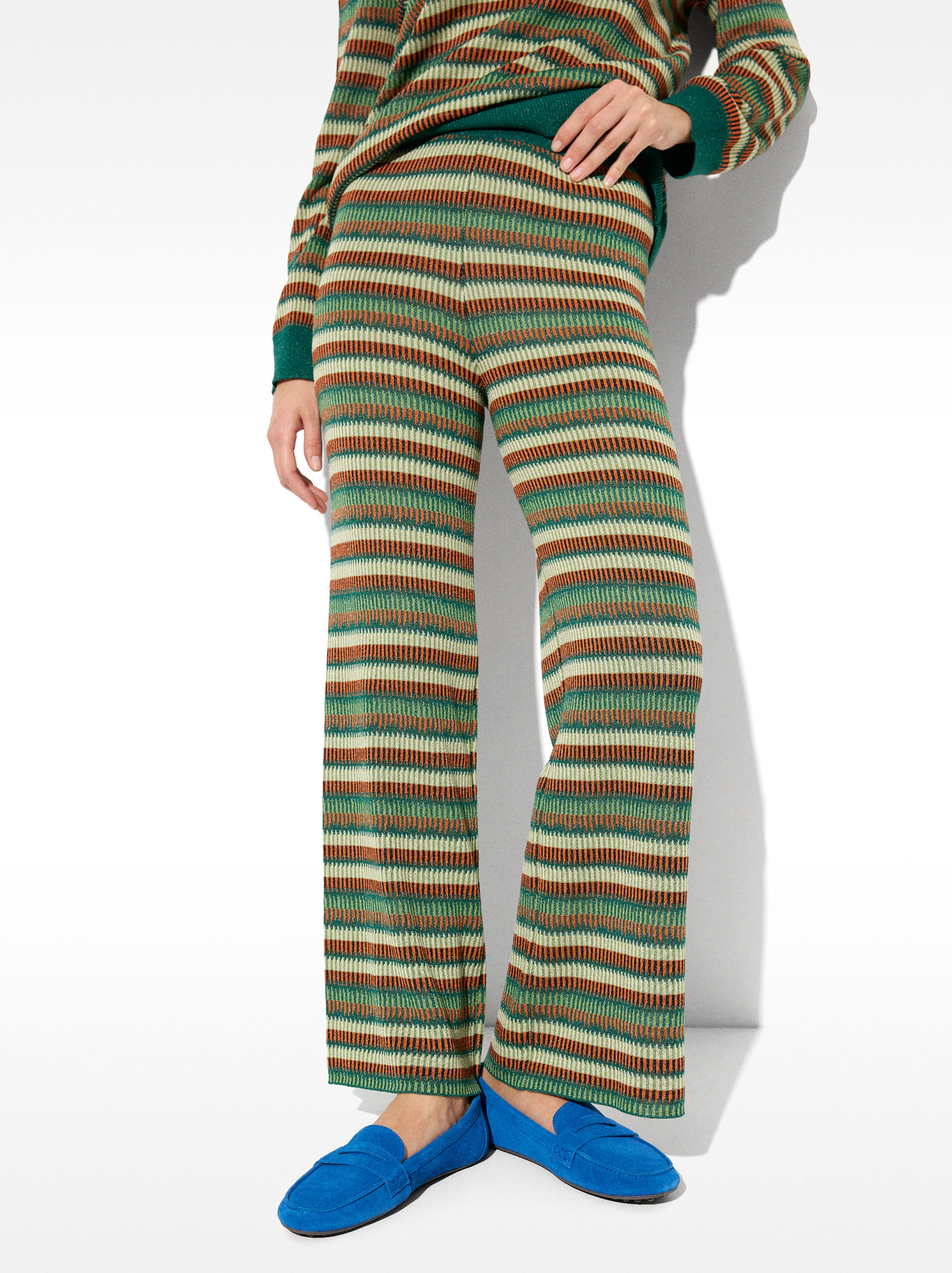 Pantaloni in jacquard a righe image number 1.0