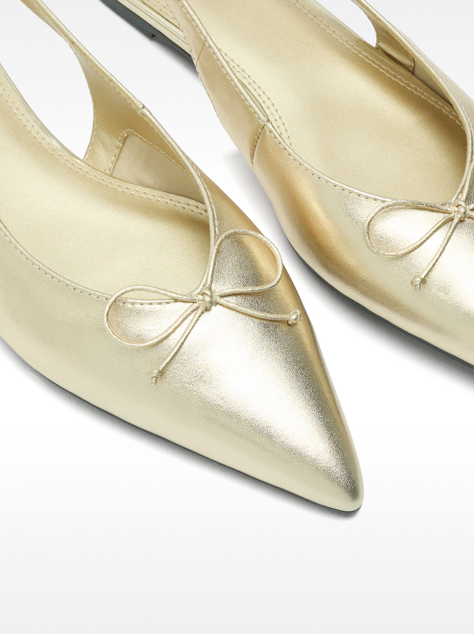 Metallic leather slingback ballet flats image number 3.0