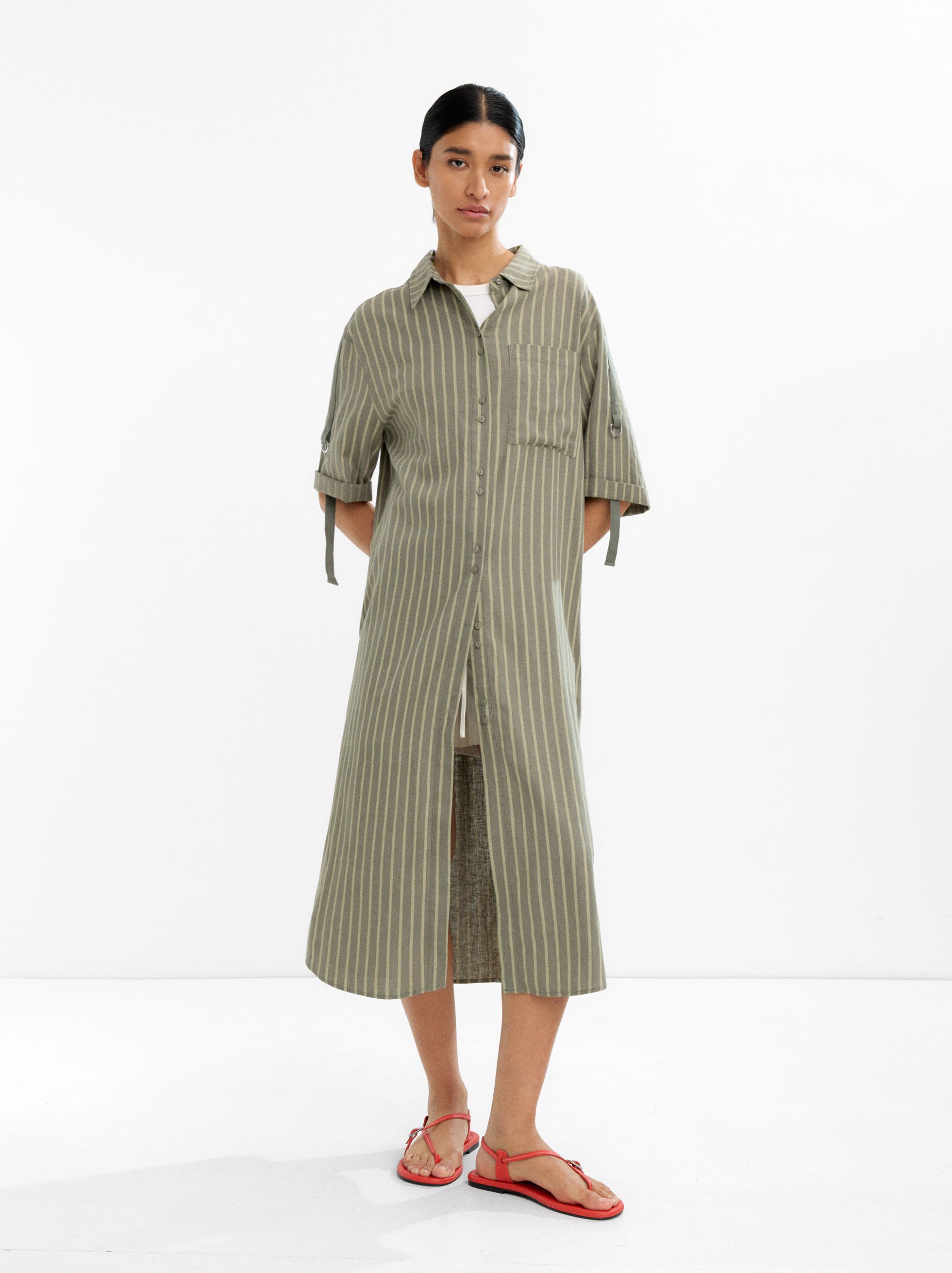 Vestito camicia in misto lino image number 0.0