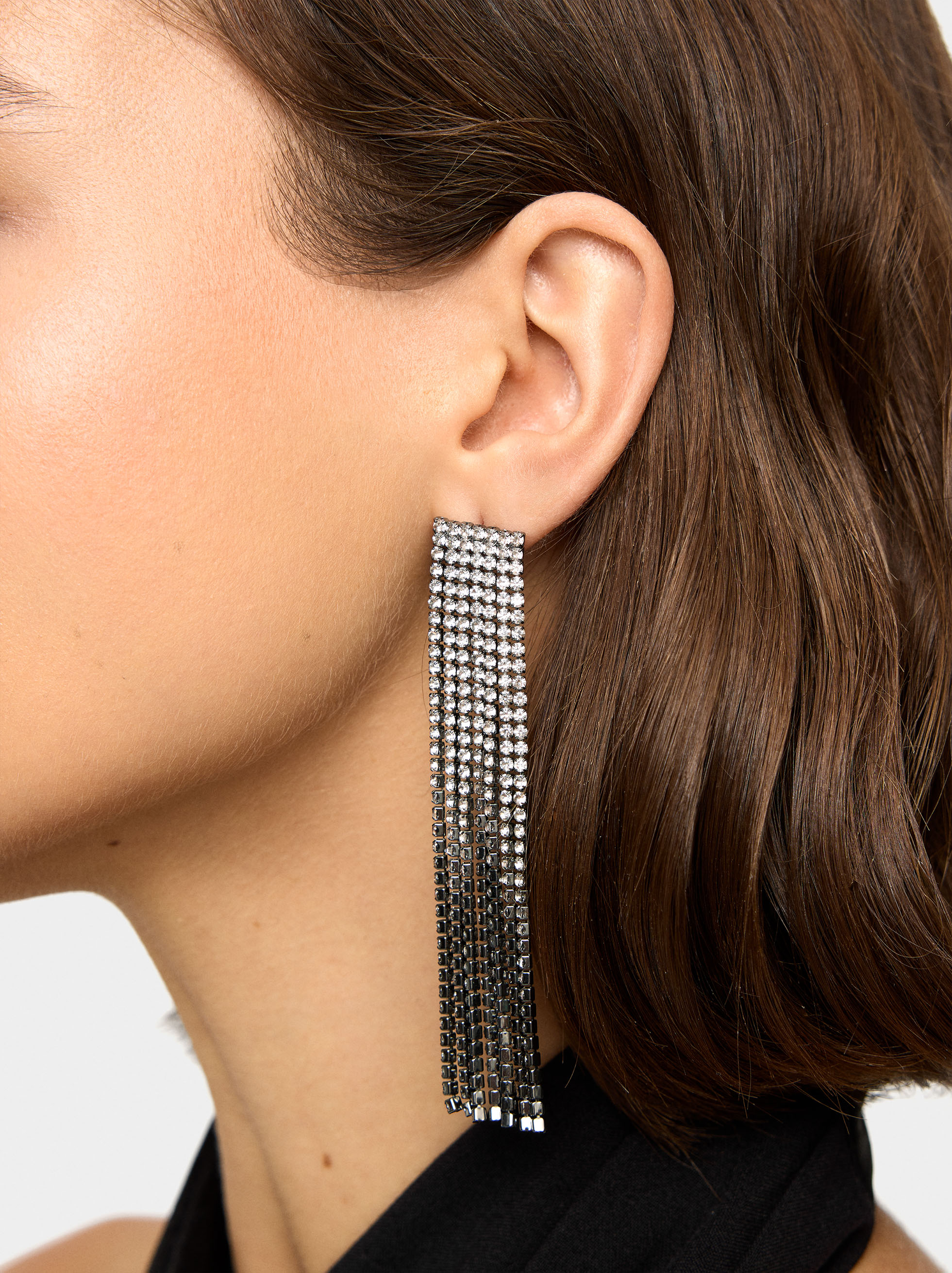 Lange Kettenohrringe mit Kristallen image number 1.0