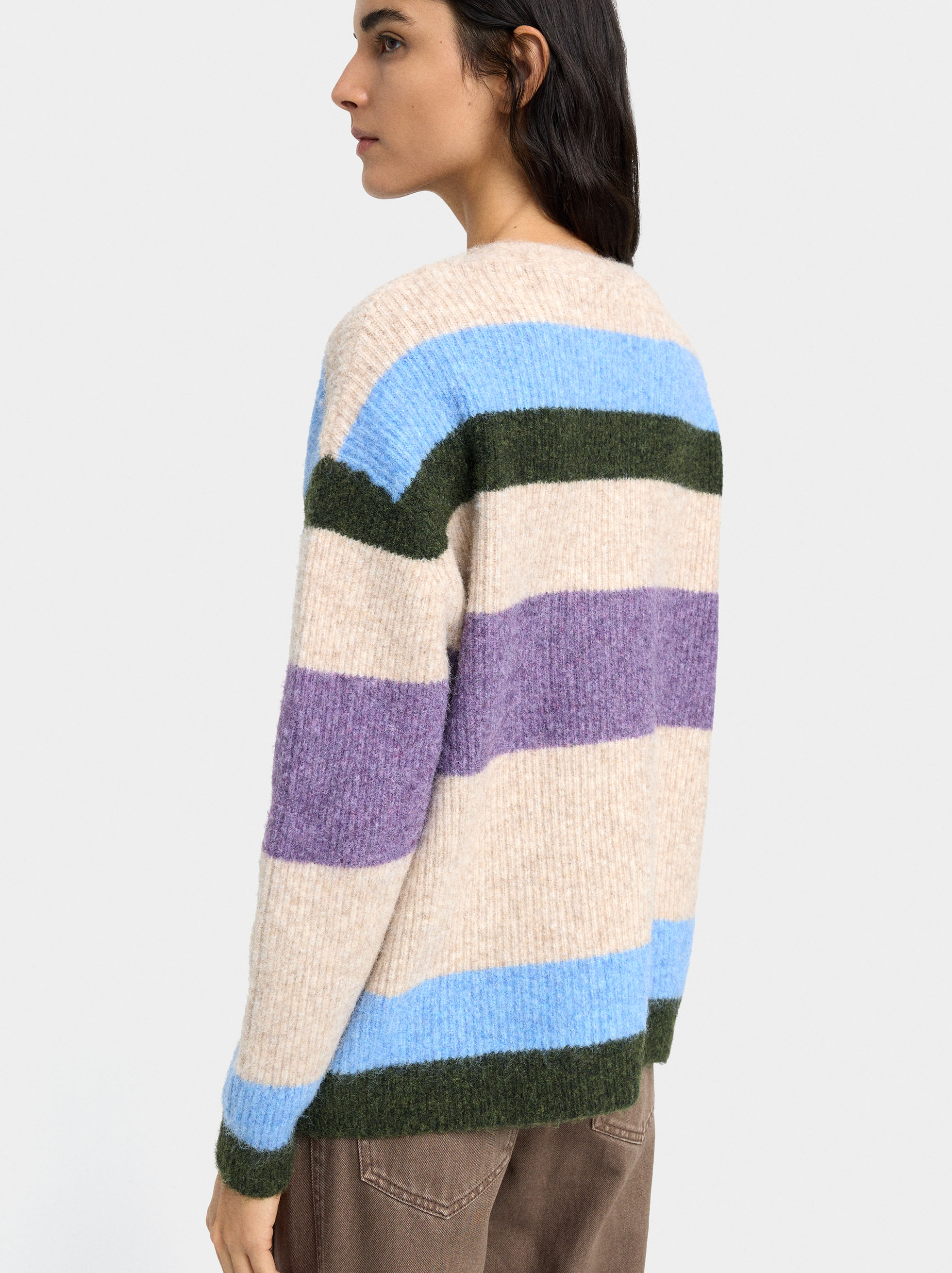 Knit cardigan with stripes image number 3.0