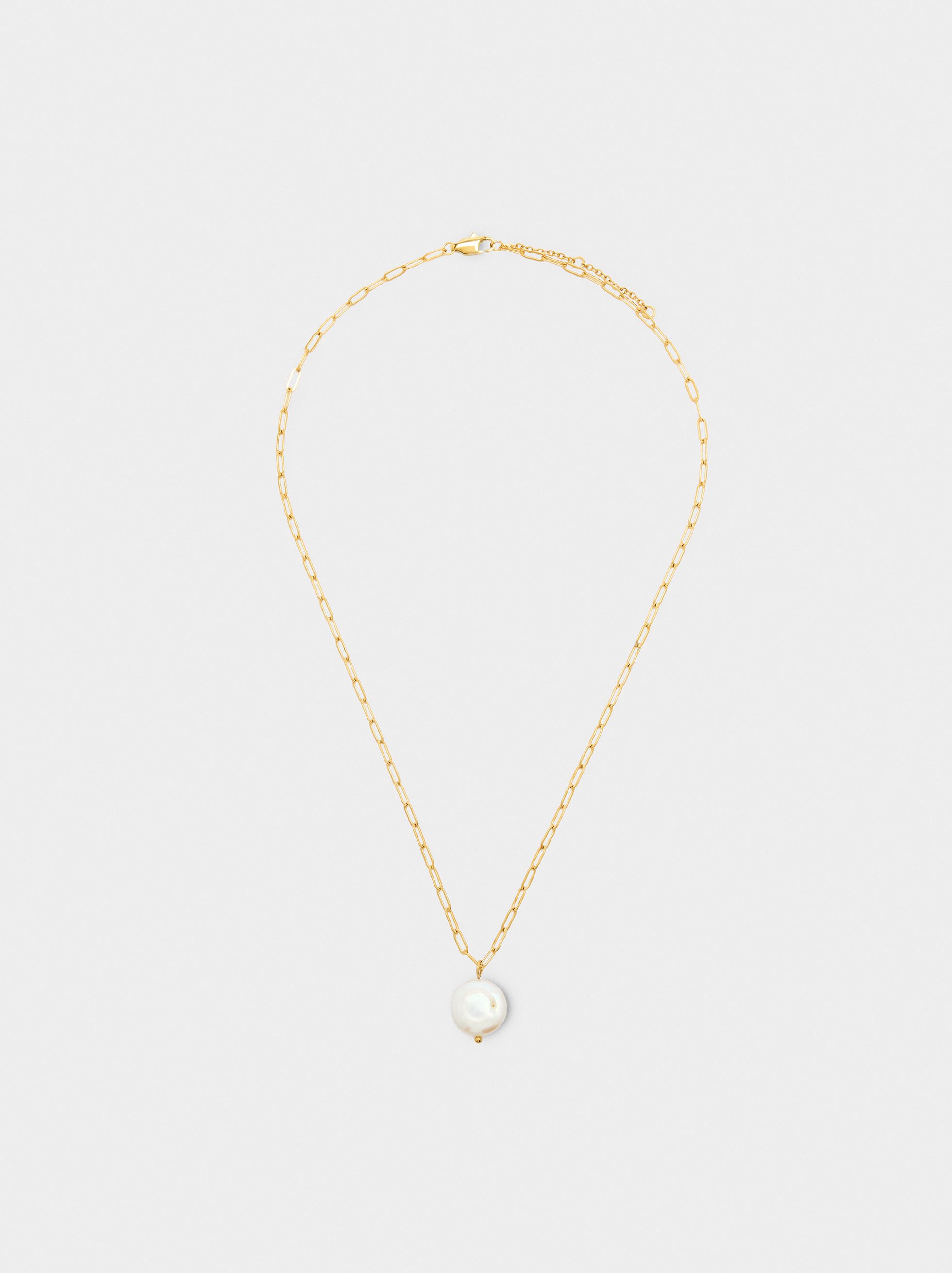 Collier en maillons avec perle - Acier inoxydable image number 2.0