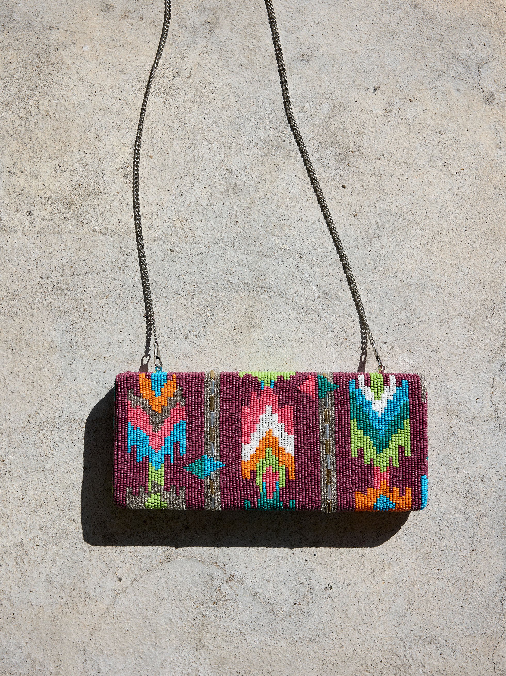 Multicolor beaded party clutch