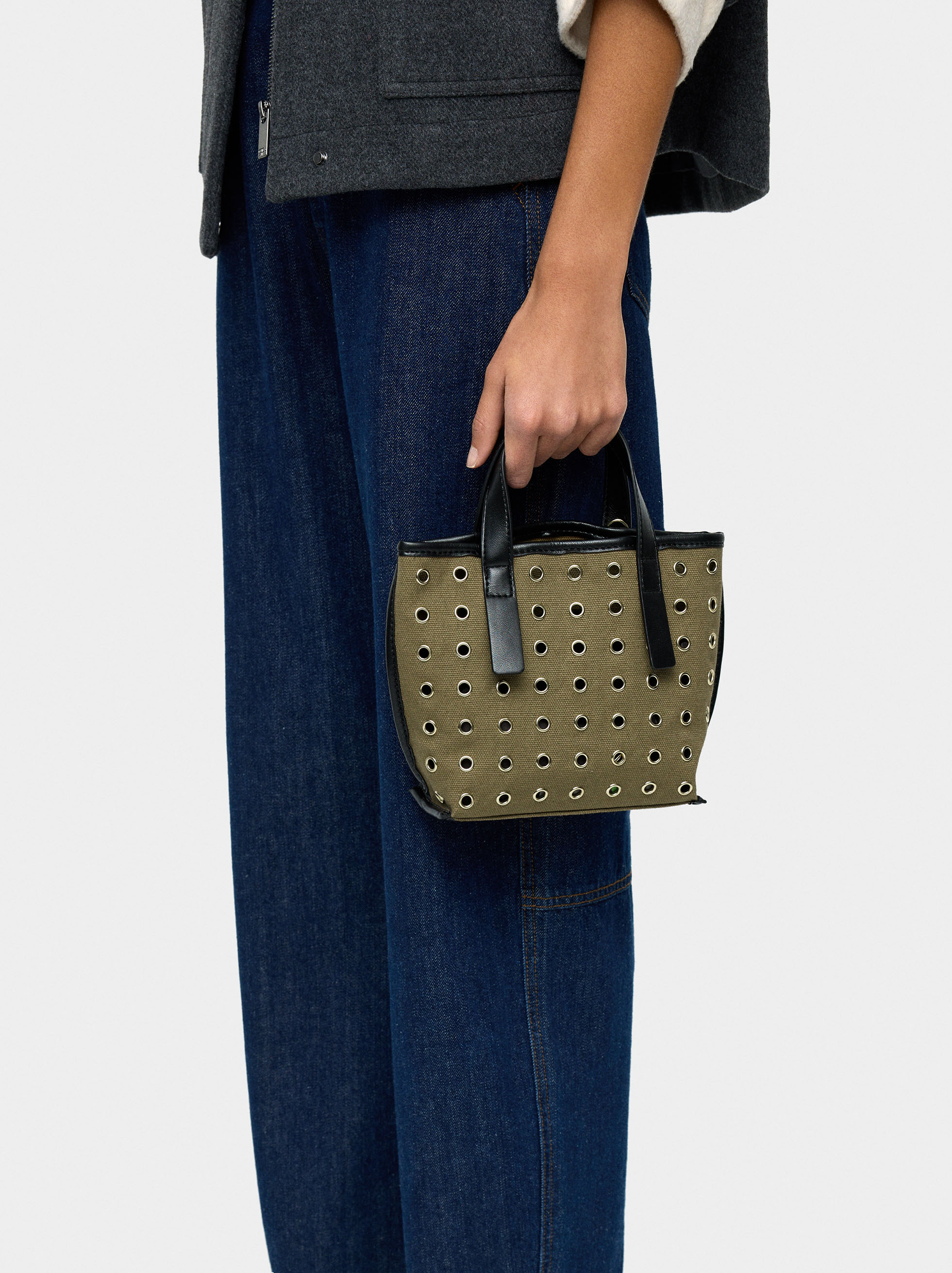 Tote bag with studs and inner pouch image number 1.0