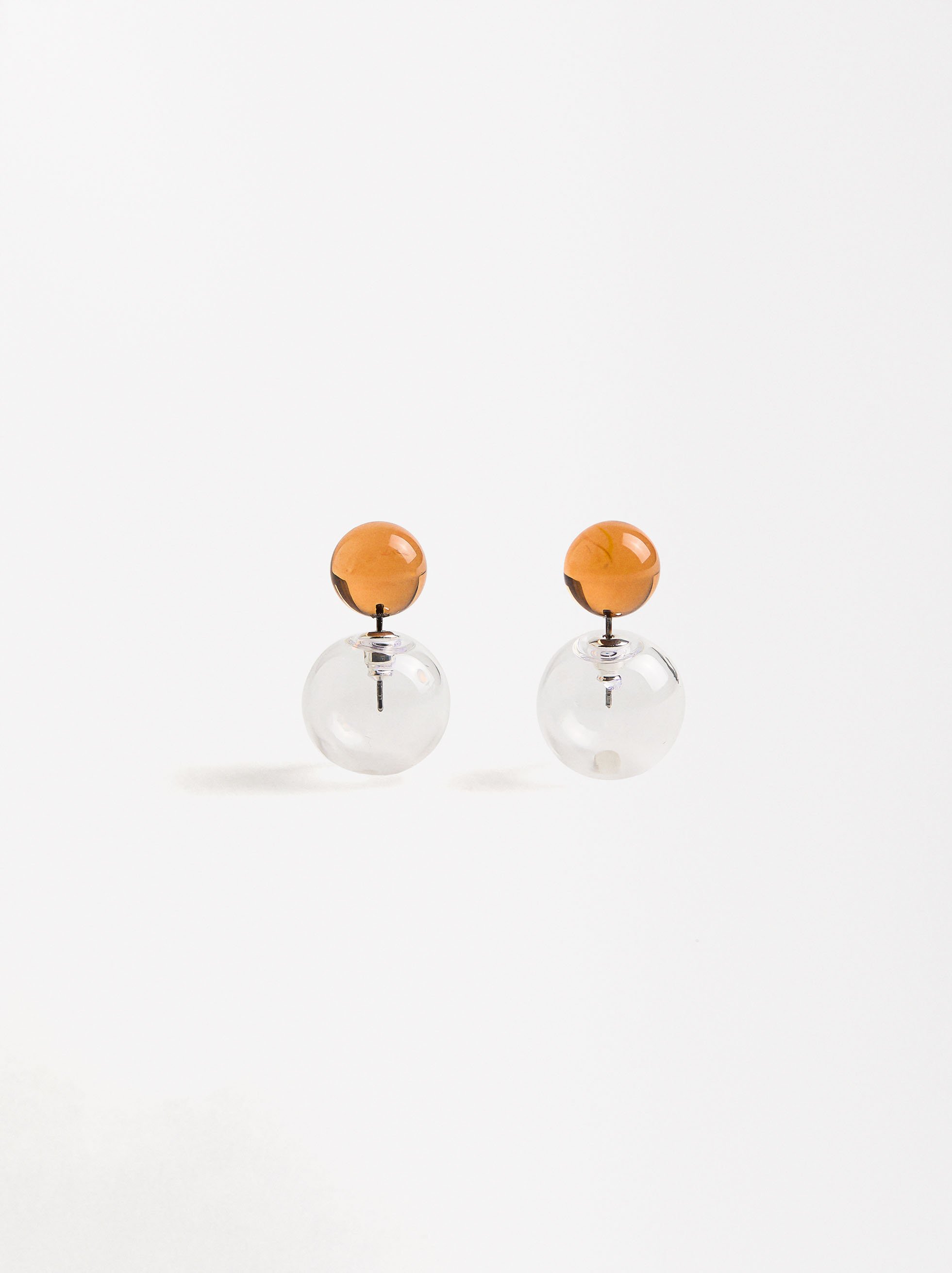 Resin and crystal sphere earrings, Multicolor, hi-res