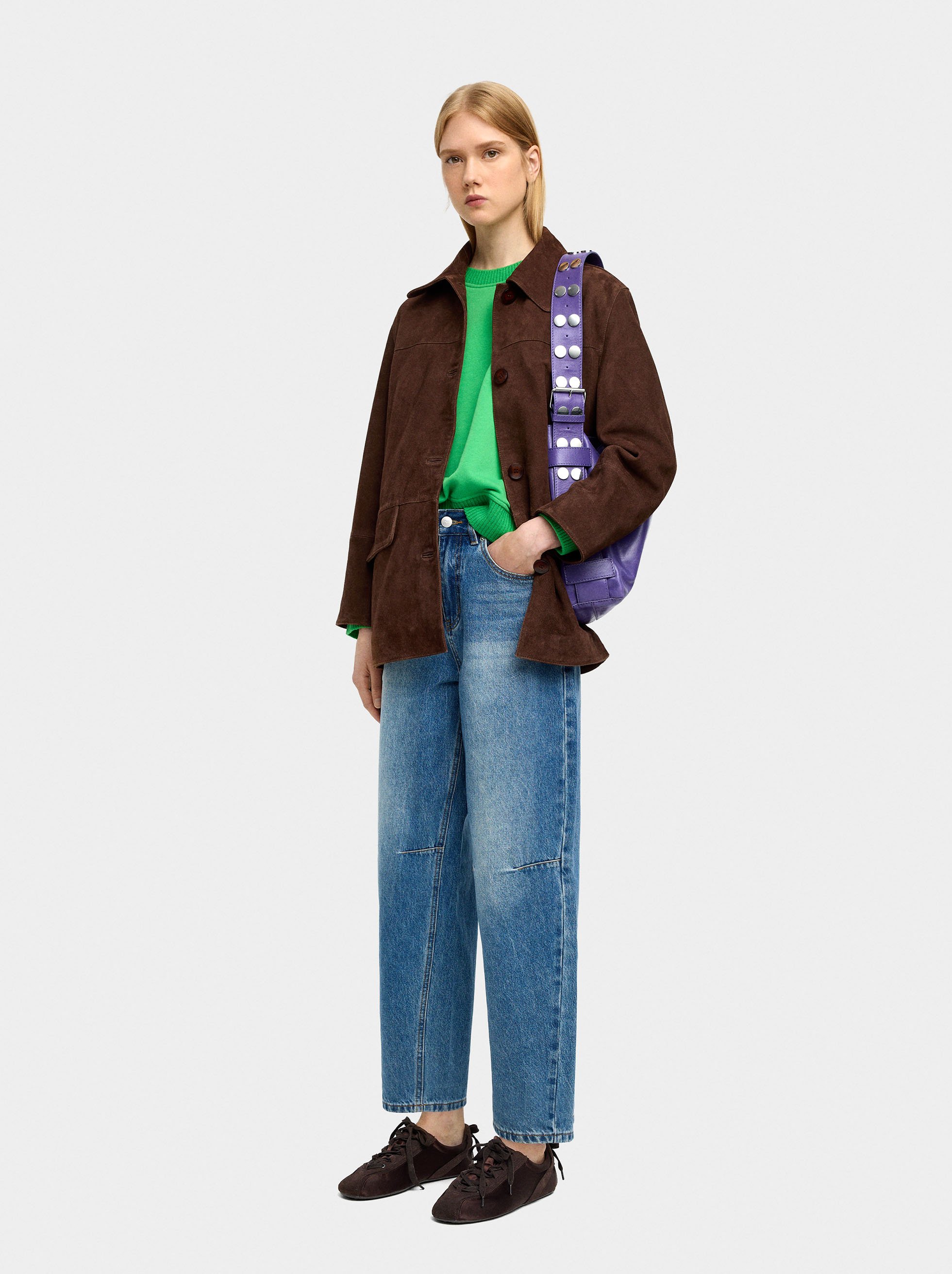 Washed effect denim trousers image number 0.0