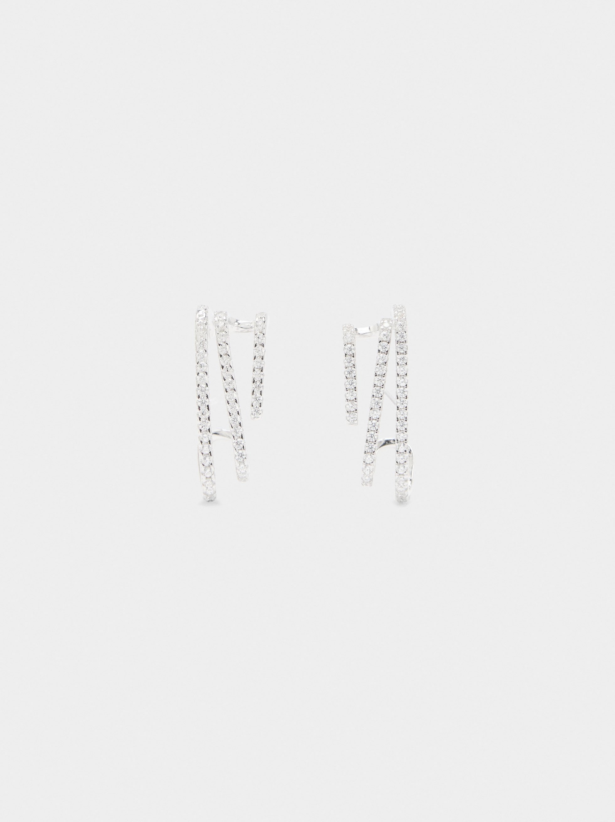 Triple effect earrings with cubic zirconia - 925 sterling silver image number 0.0