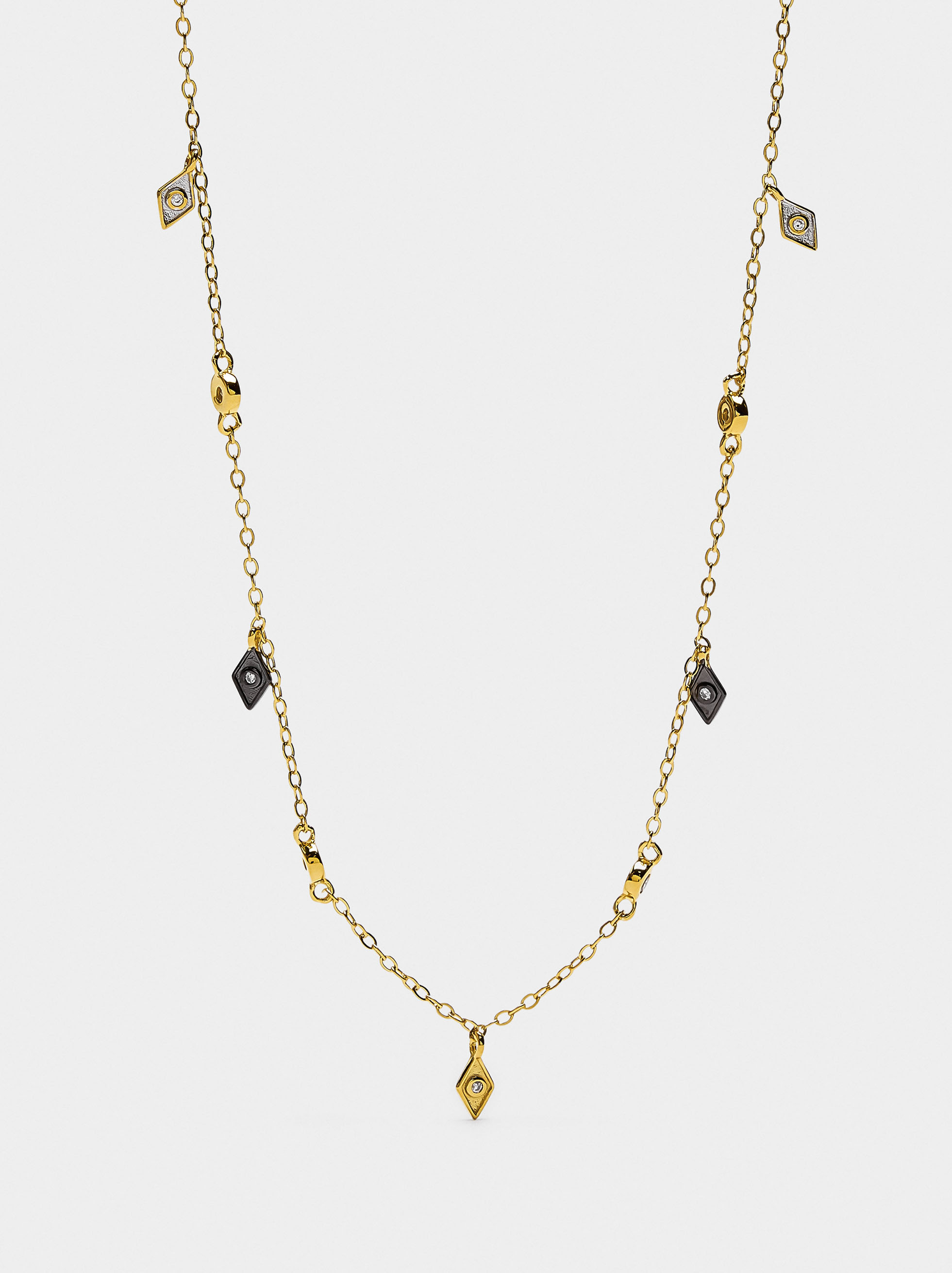 Necklace with rhombuses and zirconias - 925 sterling silver image number 0.0