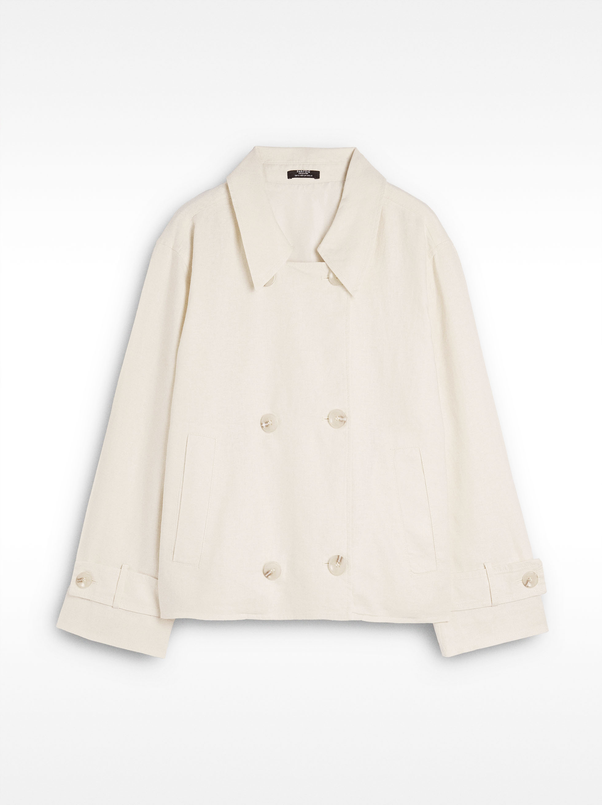 Short trench coat with linen blend image number 0.0