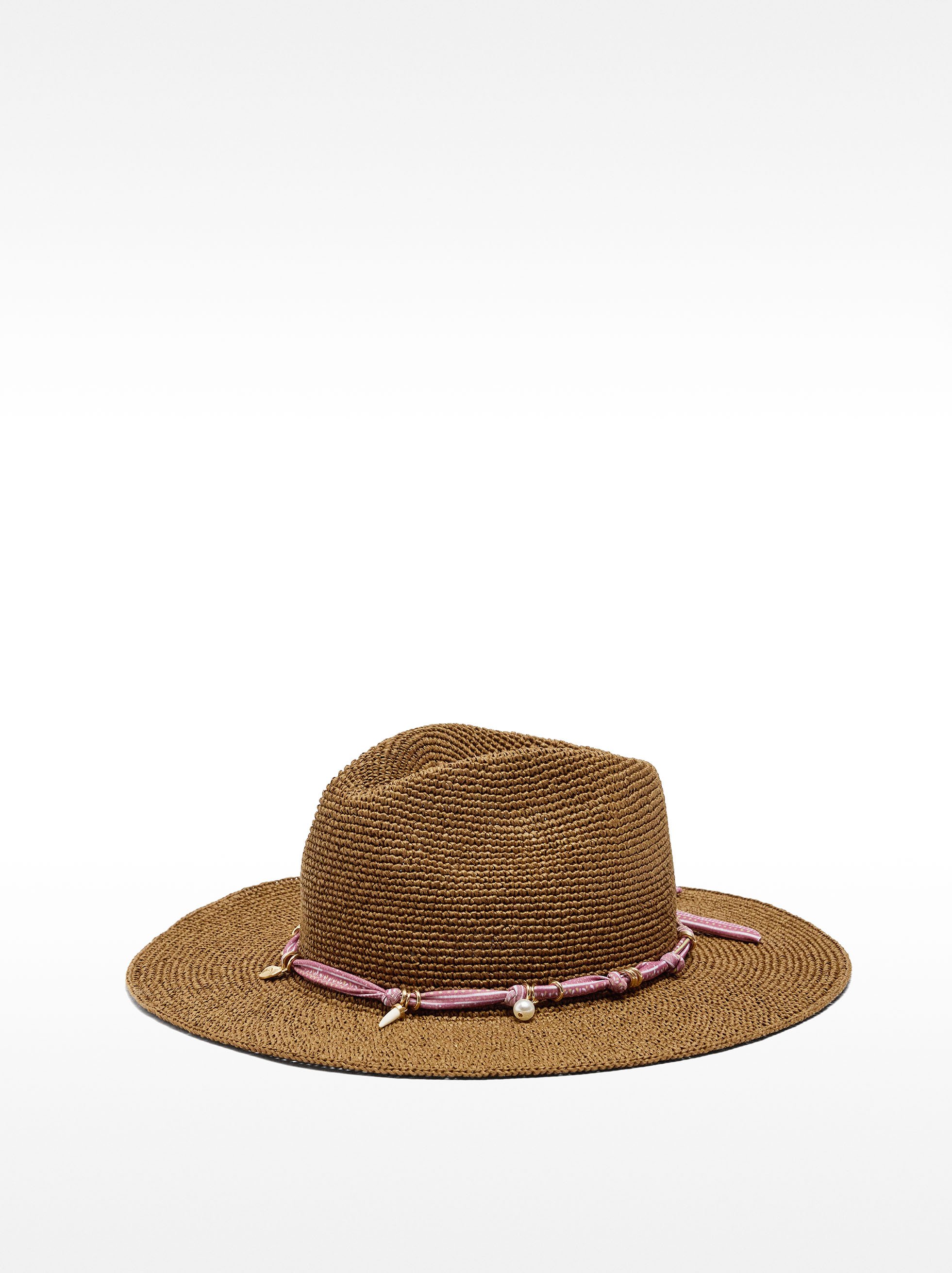 Raffia effect hat with tie straps image number 0.0
