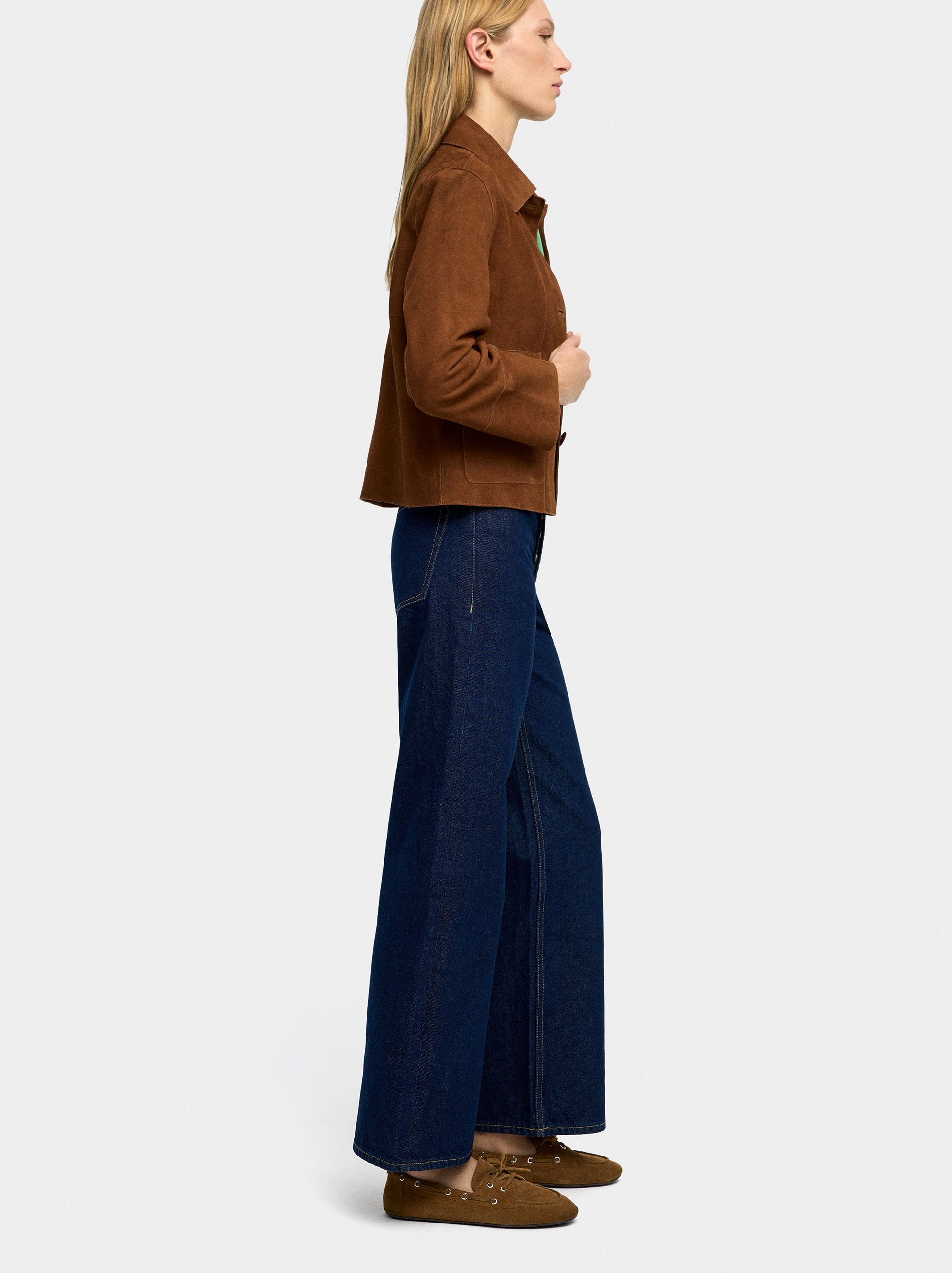 Straight denim trousers with 100% cotton image number 2.0
