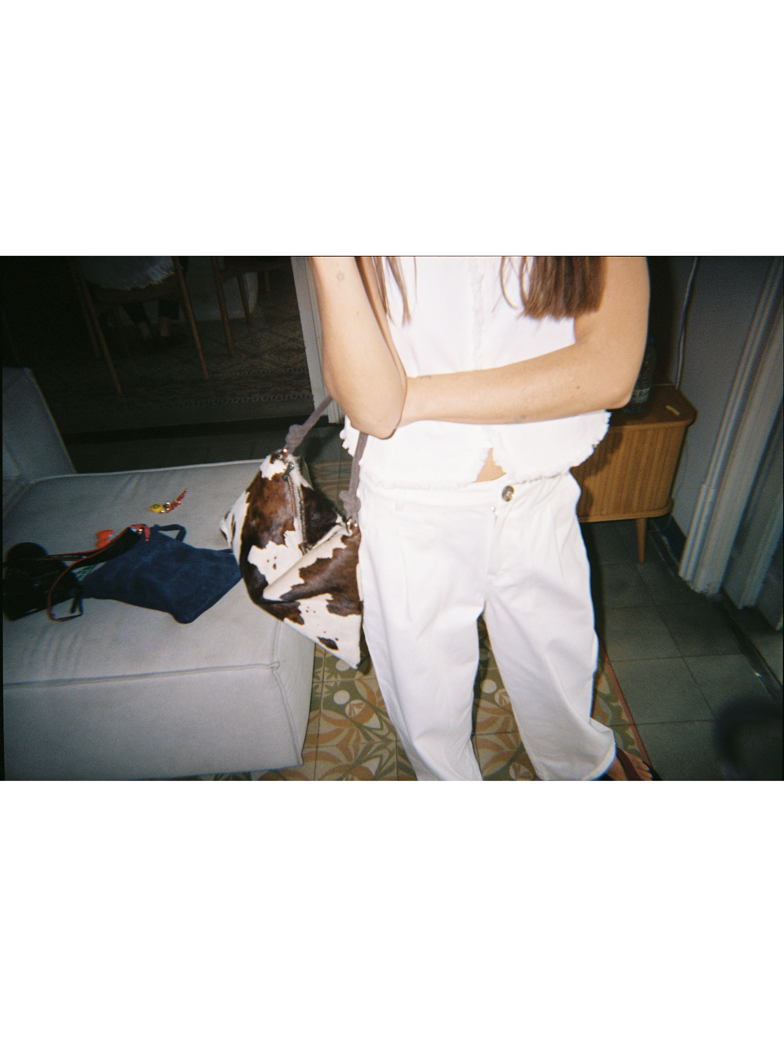 Animal print leather shoulder bag