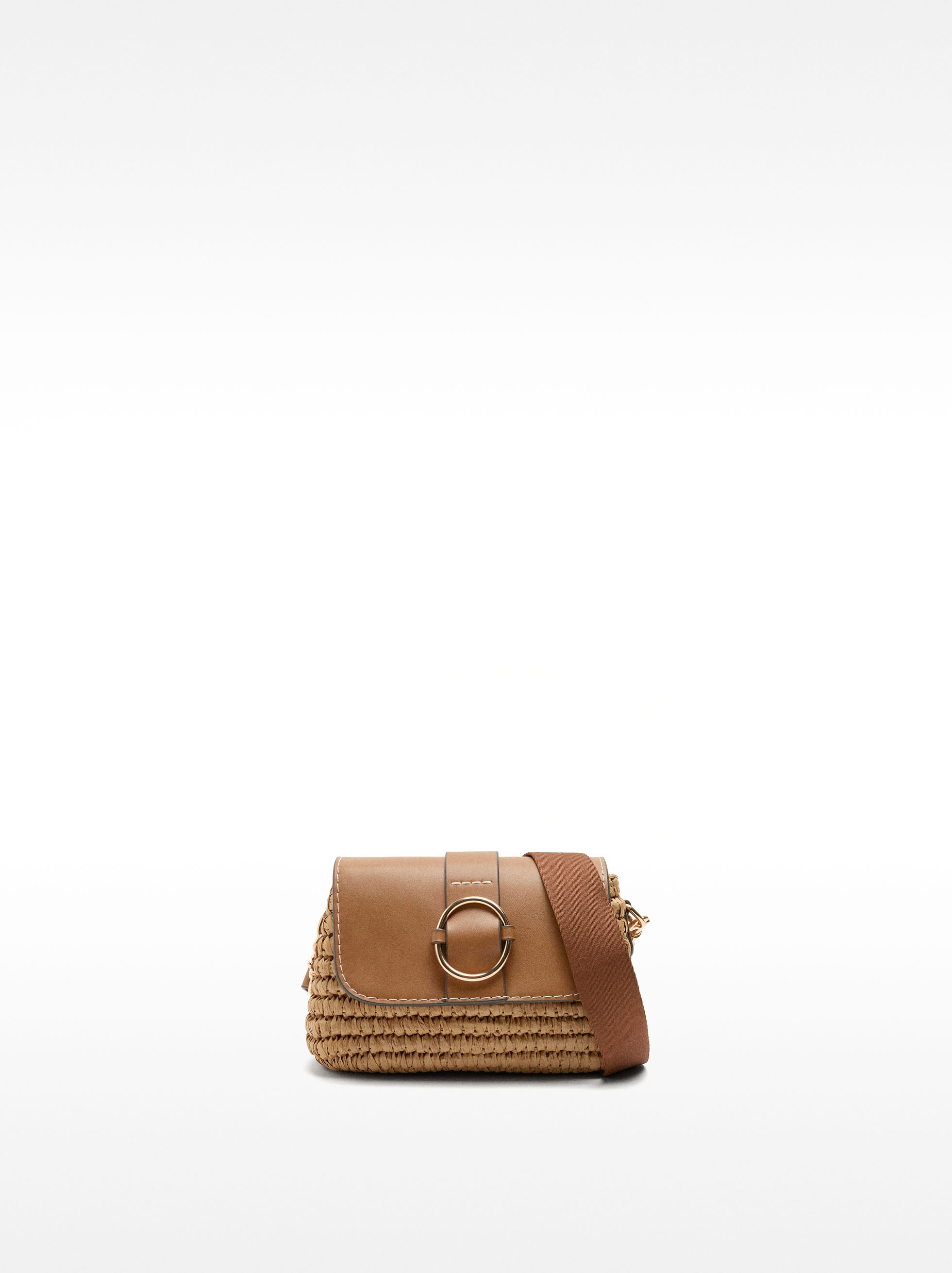 Crossbody bag with straw effect and flap image number 1.0