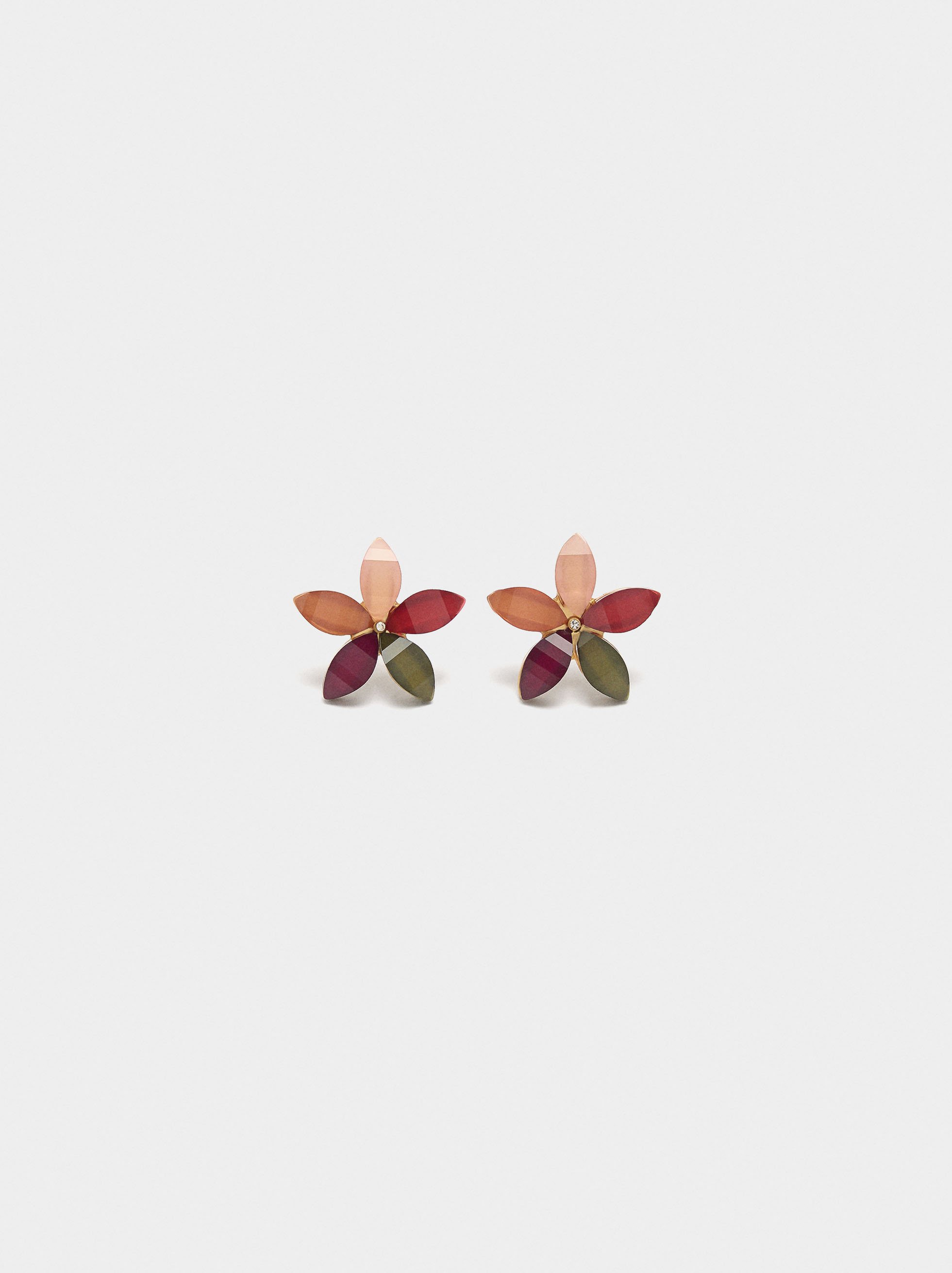 Flower earrings with resin image number 0.0
