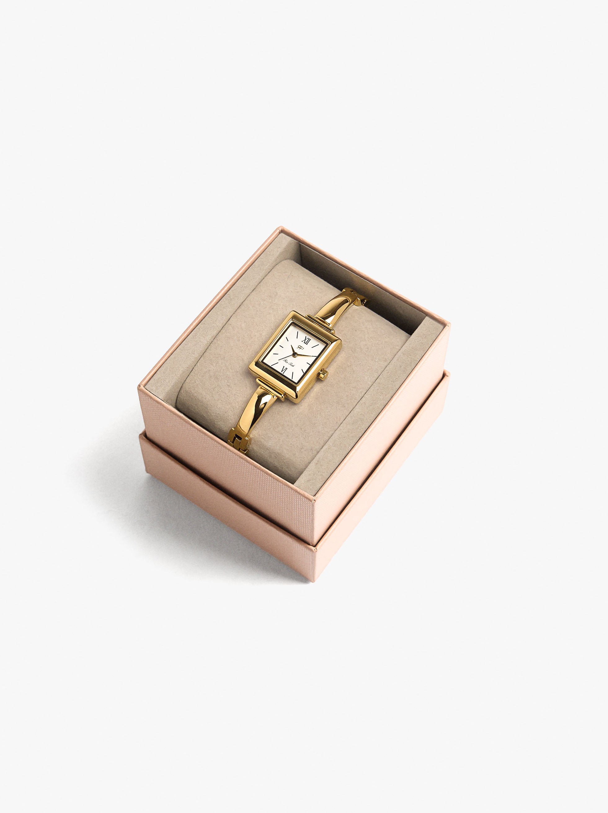 Square watch with a stainless steel bracelet image number 3.0