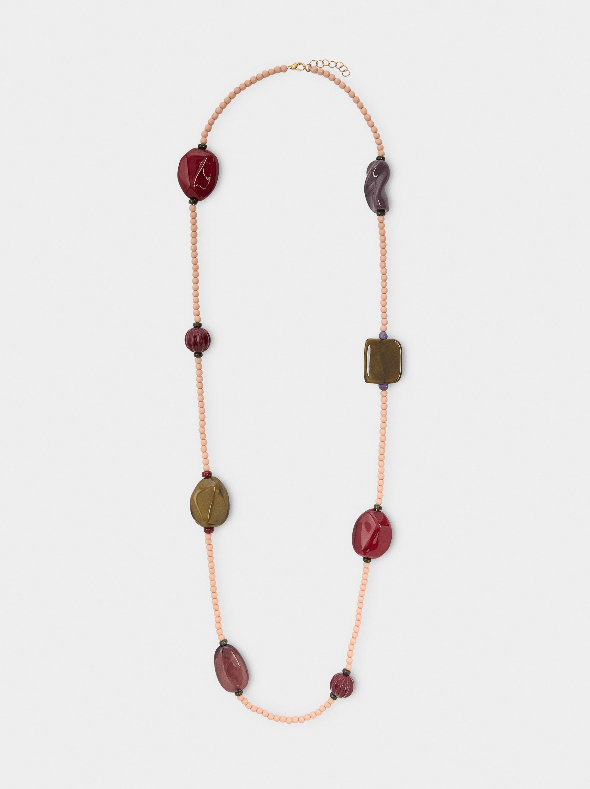 Long necklace with stone-effect beads image number 0.0