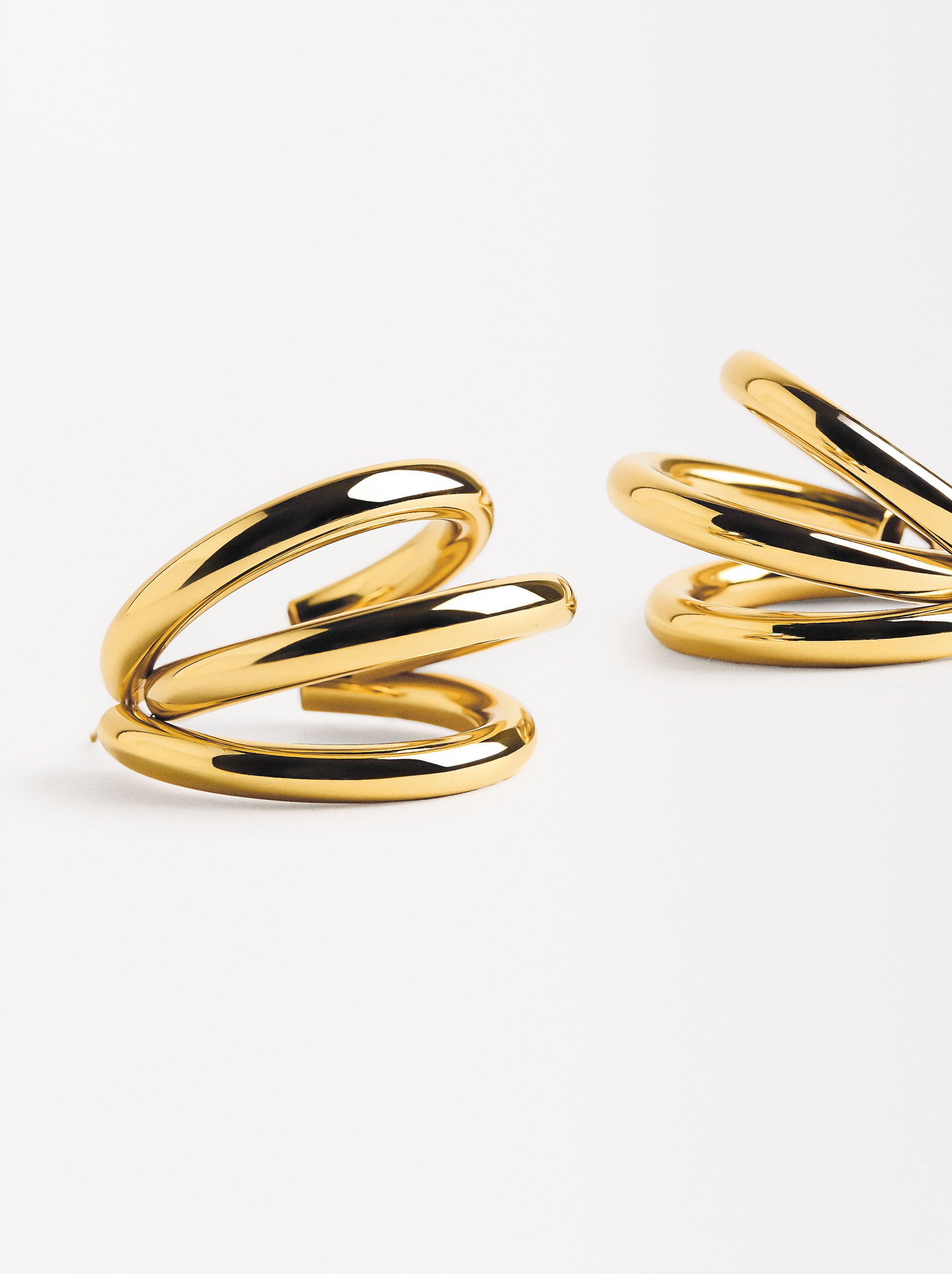 Pendientes maxi efecto multiaro - acero inoxidable image number 2.0