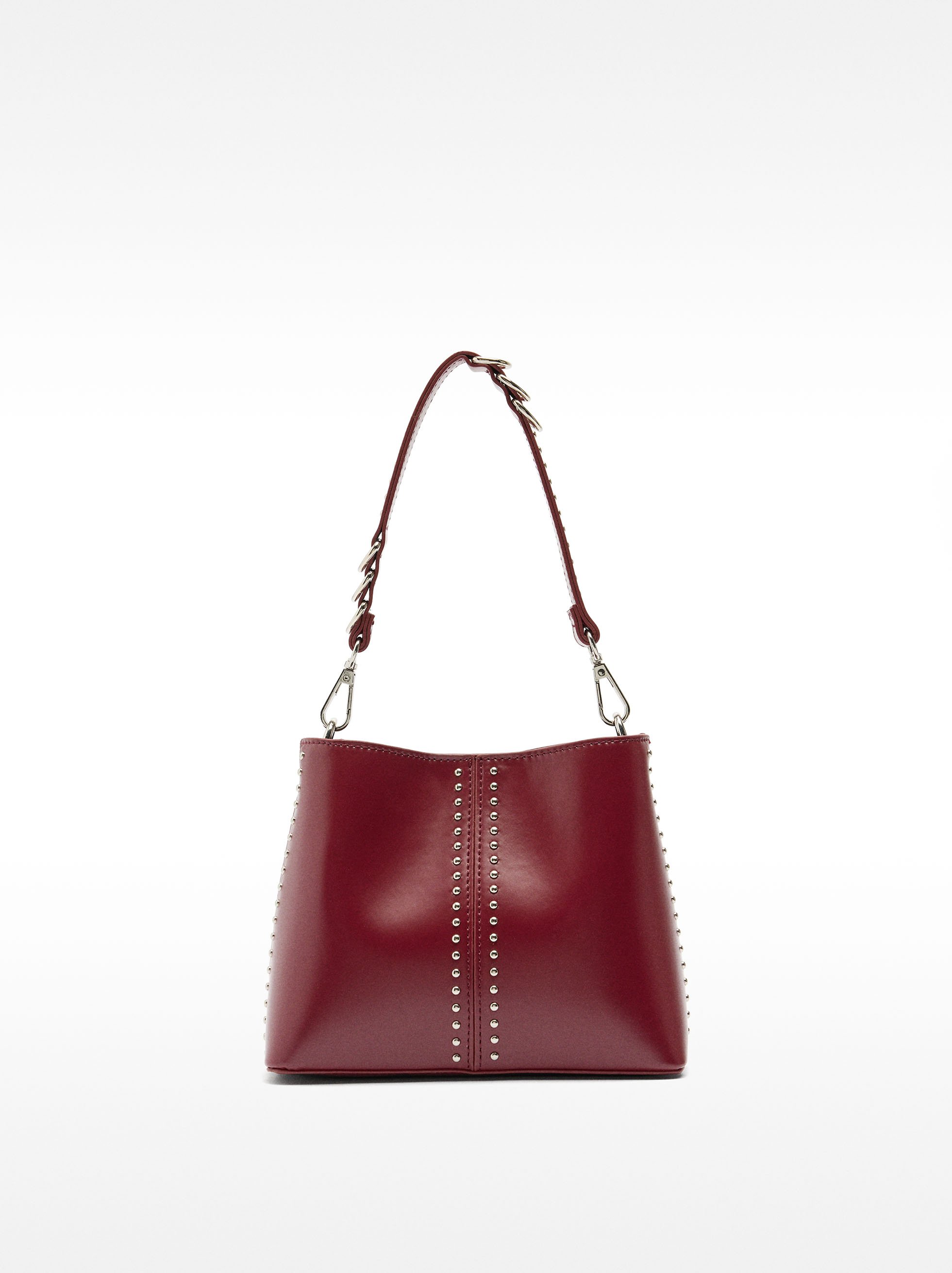 Bucket bag with studs, Bordeaux, hi-res