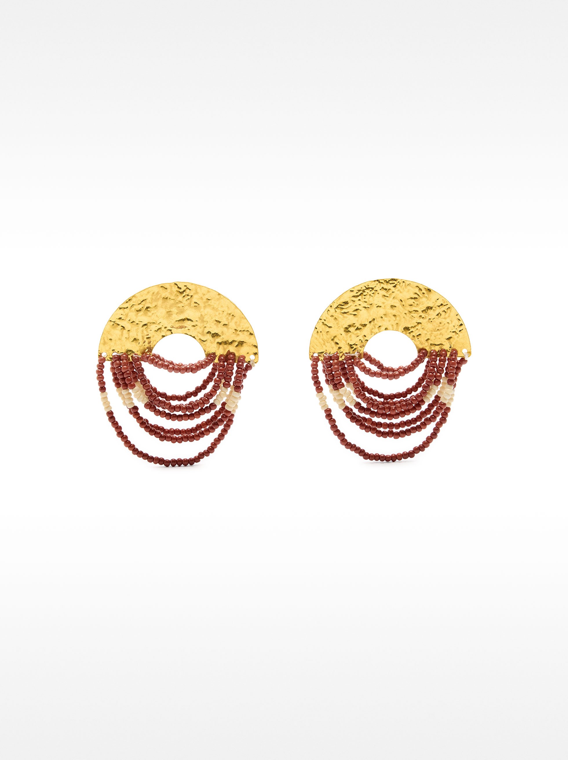 Round earrings with beads, Multicolor, hi-res