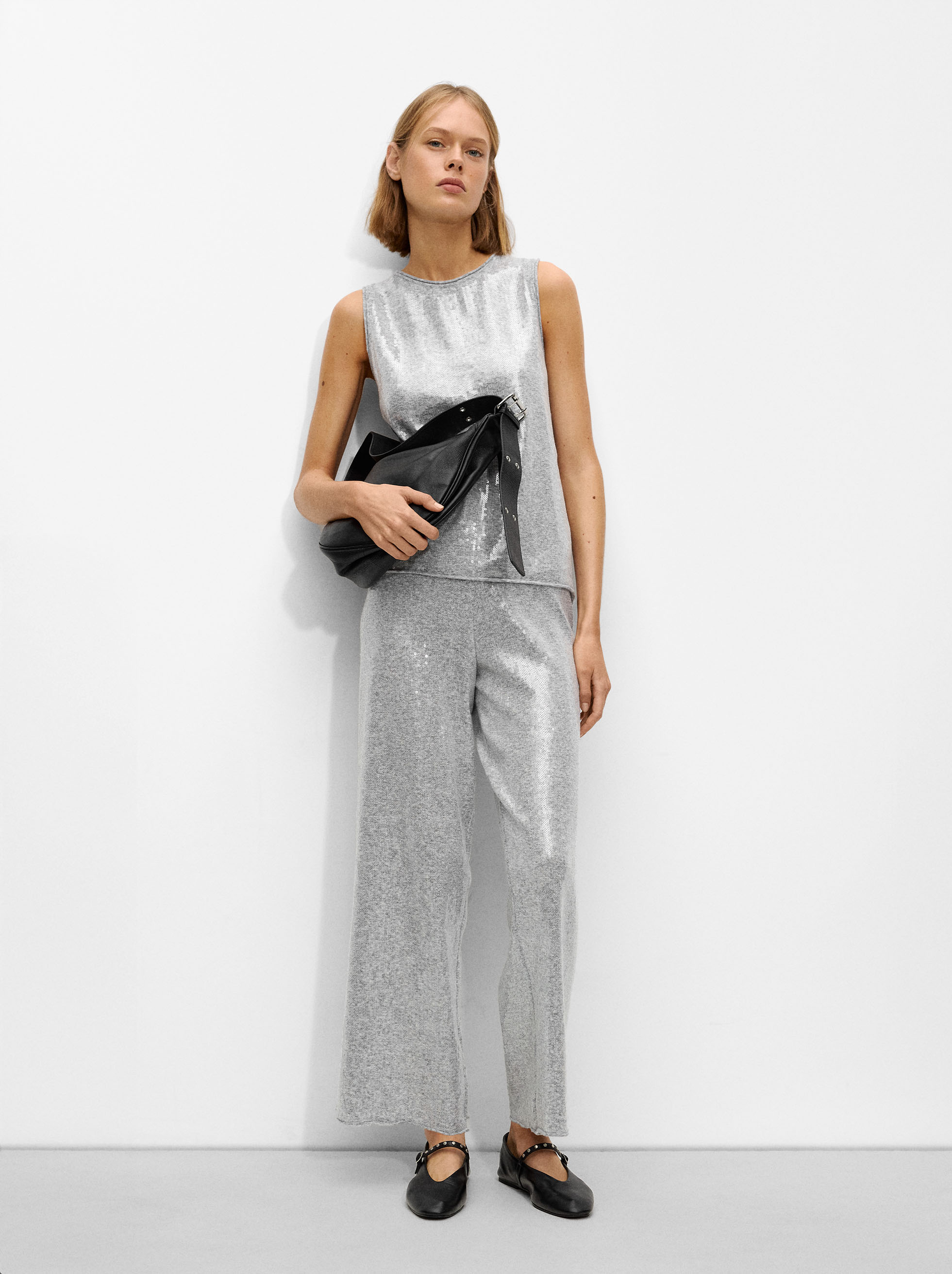 Knit trousers with sequins image number 0.0
