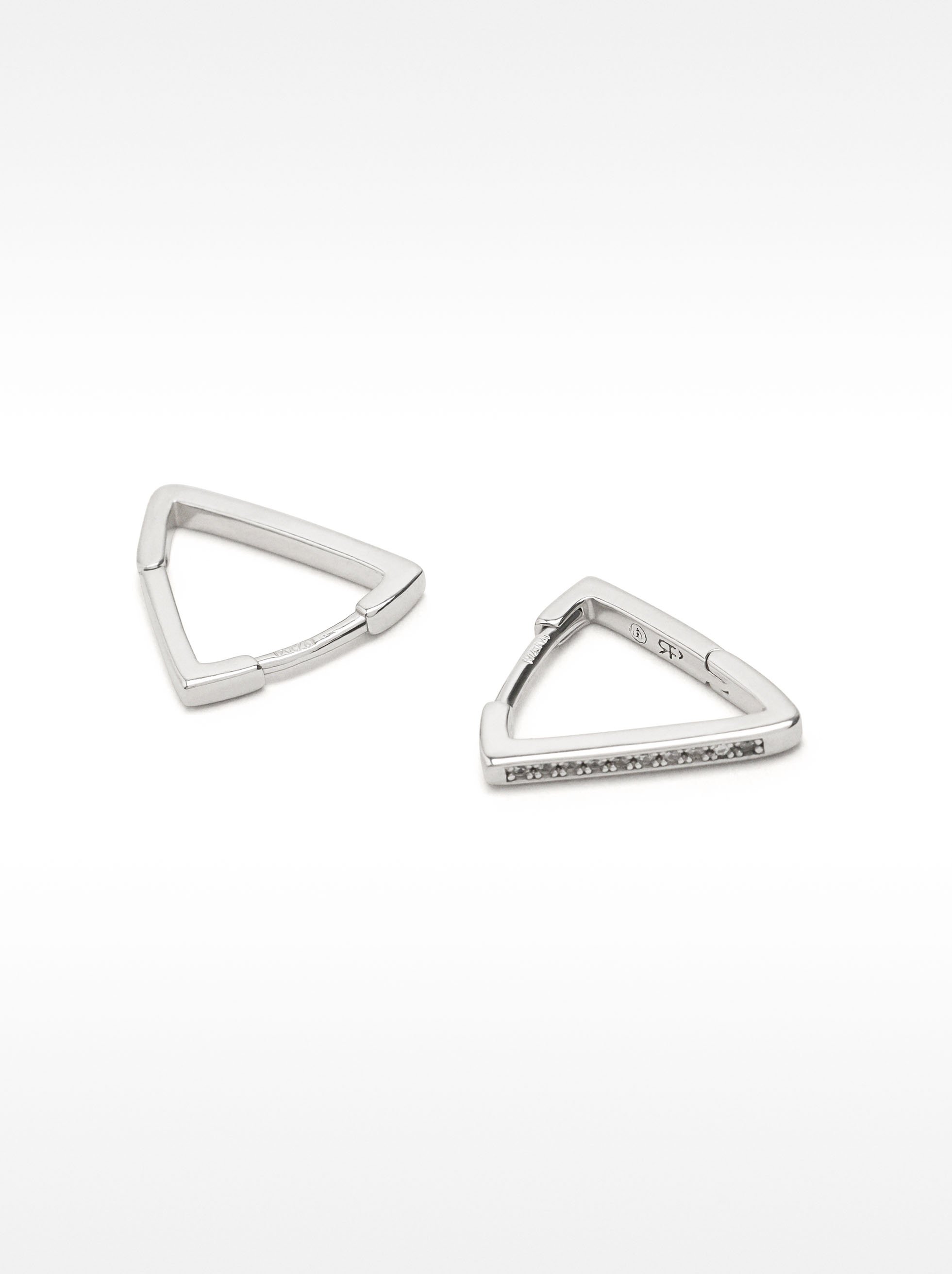 Boucles d’oreilles triangles avec zircons - argent sterling 925 image number 3.0