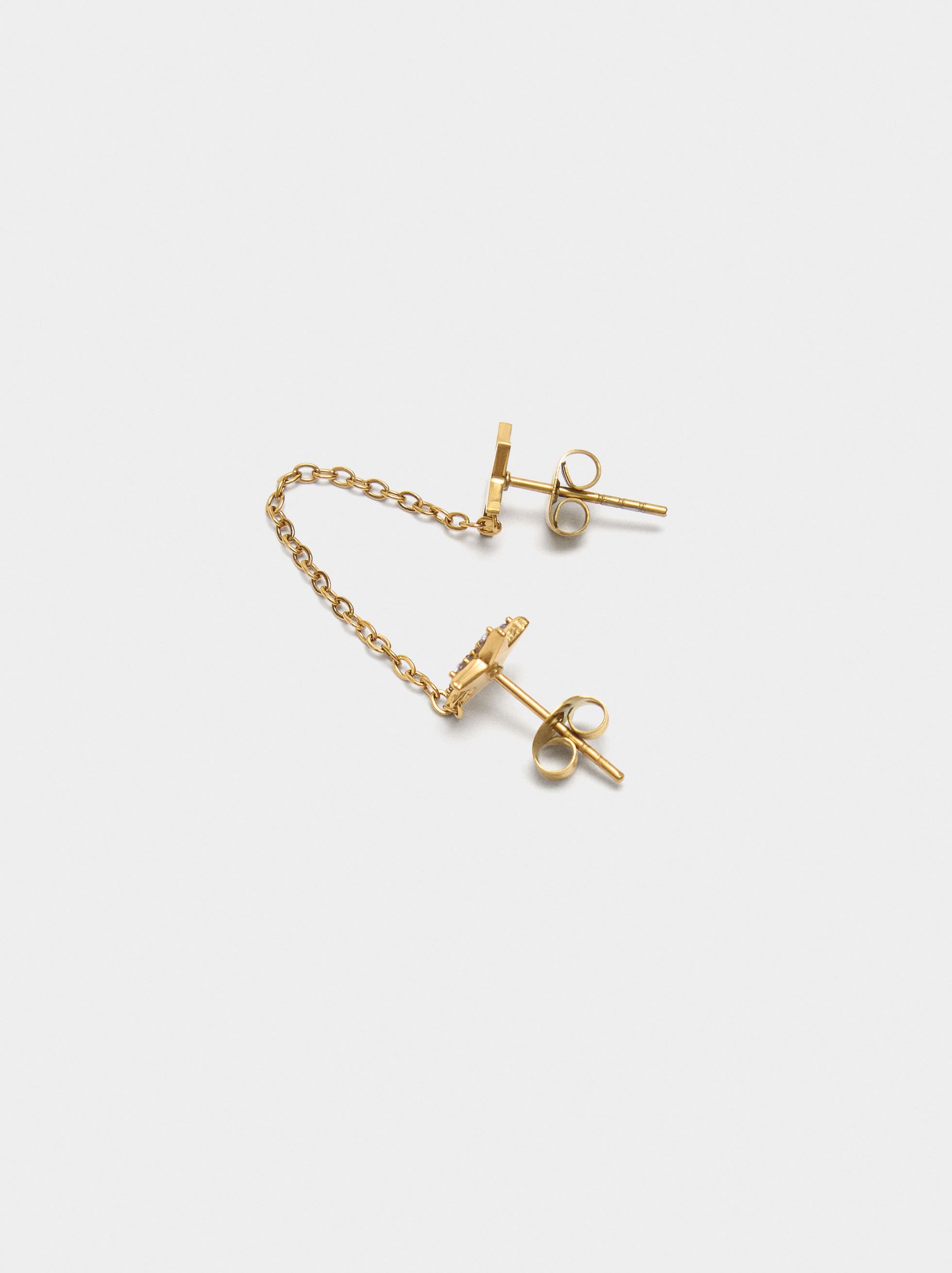 Individual star earring with chain - stainless steel image number 2.0