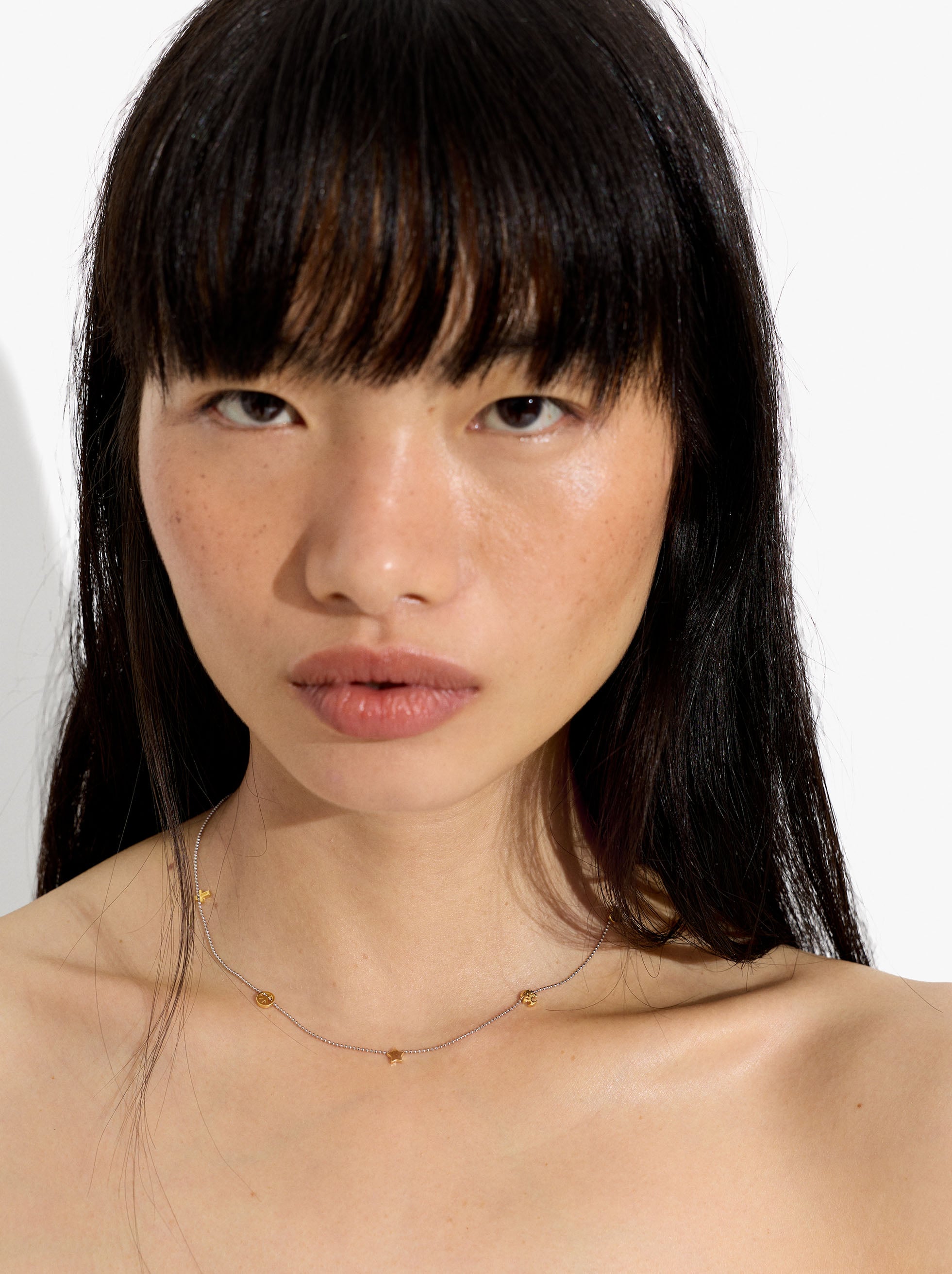 Bicolor necklace with charms with 18k gold plated - 925 sterling silver image number 1.0