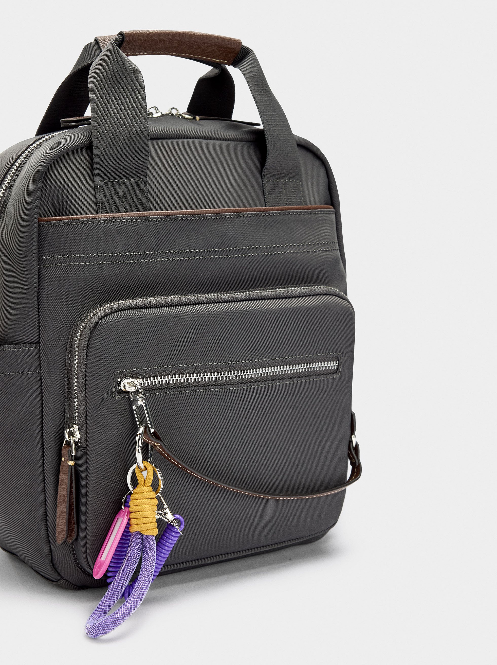 Nylon backpack with pendant image number 1.0