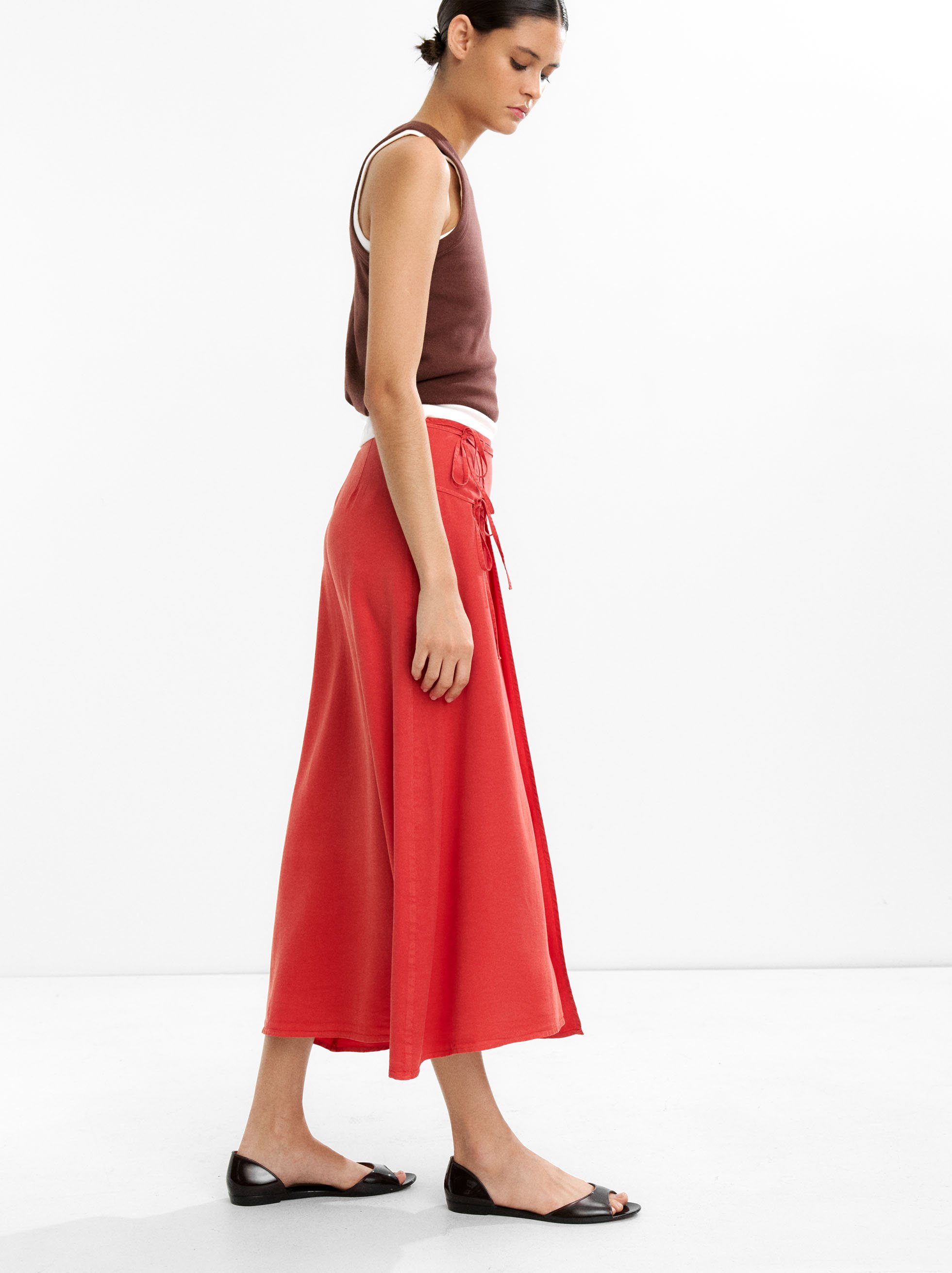 Saia midi com trespasse 100% lyocell image number 2.0