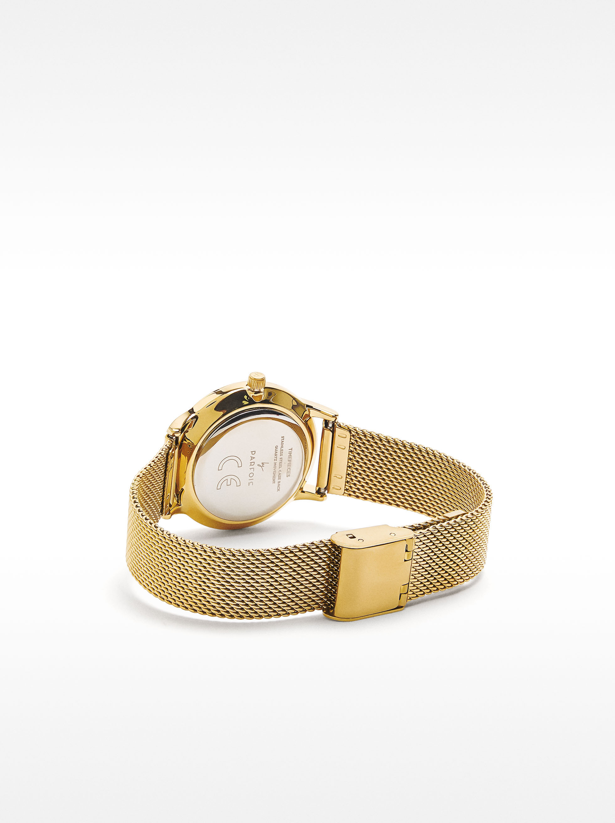 Watch with stainless steel mesh strap Golden | Parfois